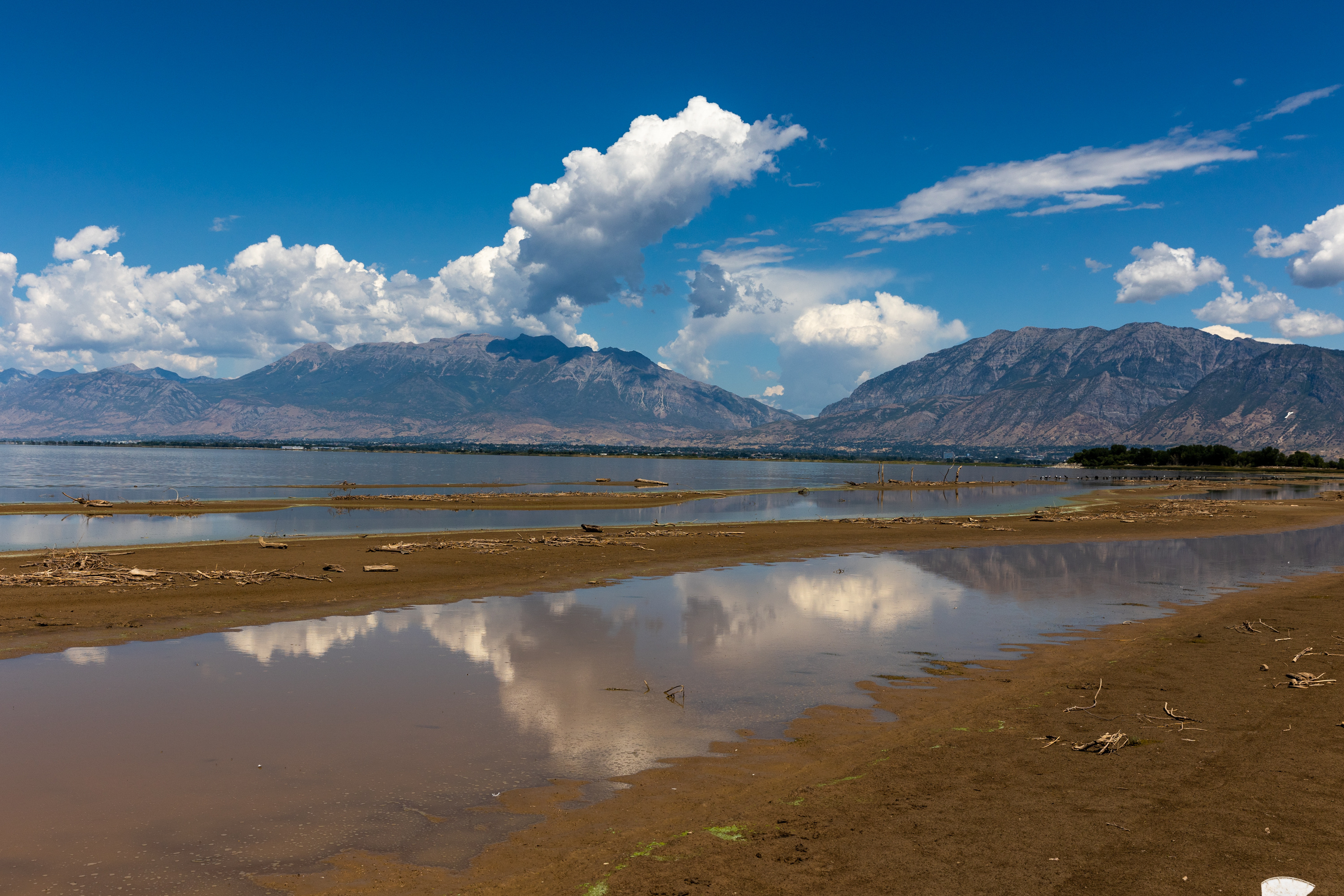 Utah Lake and Sandy Beach in Spanish Fork are pictured on Aug. 22, 2022. Controlled releases are set to begin at Utah Lake as it reaches maximum capacity, which is expected to benefit the Great Salt Lake.