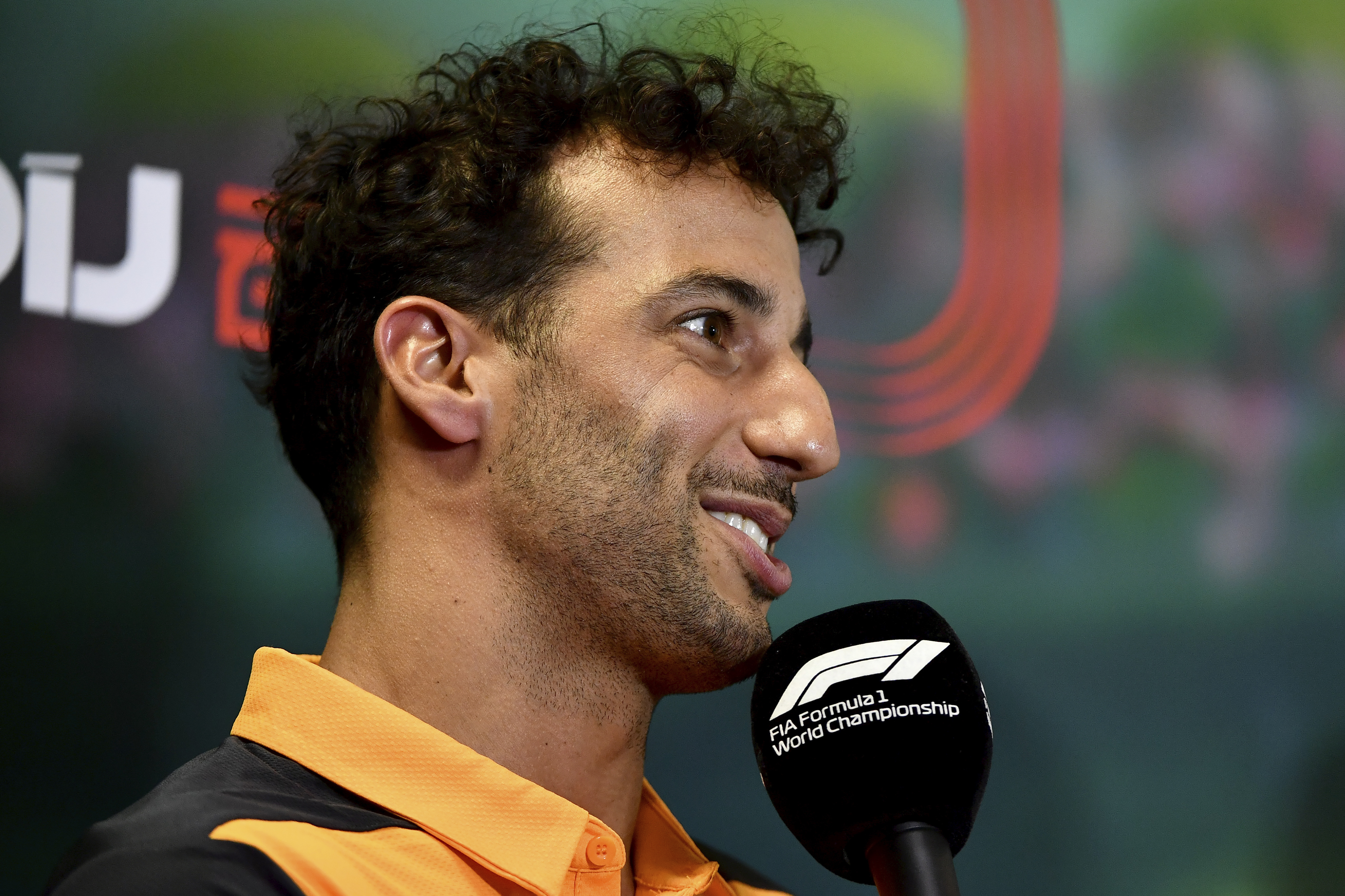 Mclaren driver Daniel Ricciardo of Australia attends a news conference at the Hungaroring racetrack in Mogyorod, near Budapest, Hungary, Thursday, July 28, 2022. The Hungarian Formula One Grand Prix will be held on Sunday.