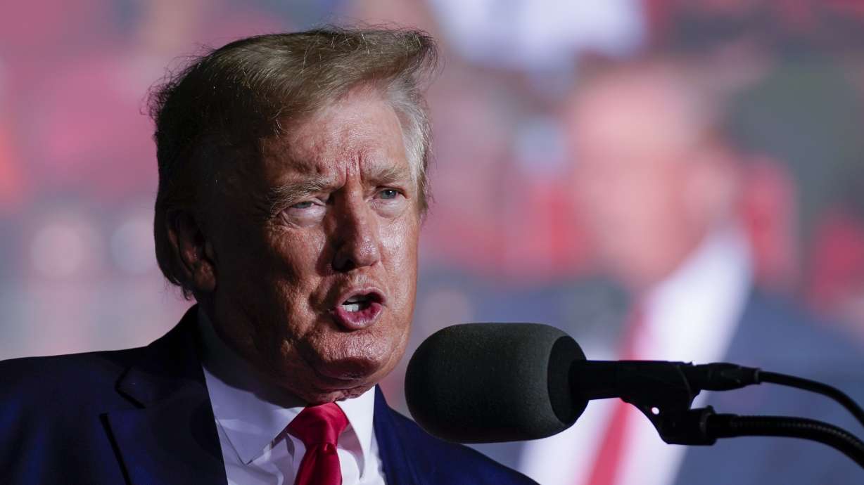 Former President Donald Trump speaks at a rally Aug. 5, in Waukesha, Wis. The Justice Department has submitted to a judge a redacted version of the affidavit it relied on when it federal agents searched the Florida estate of former President Donald Trump to look for classified documents.