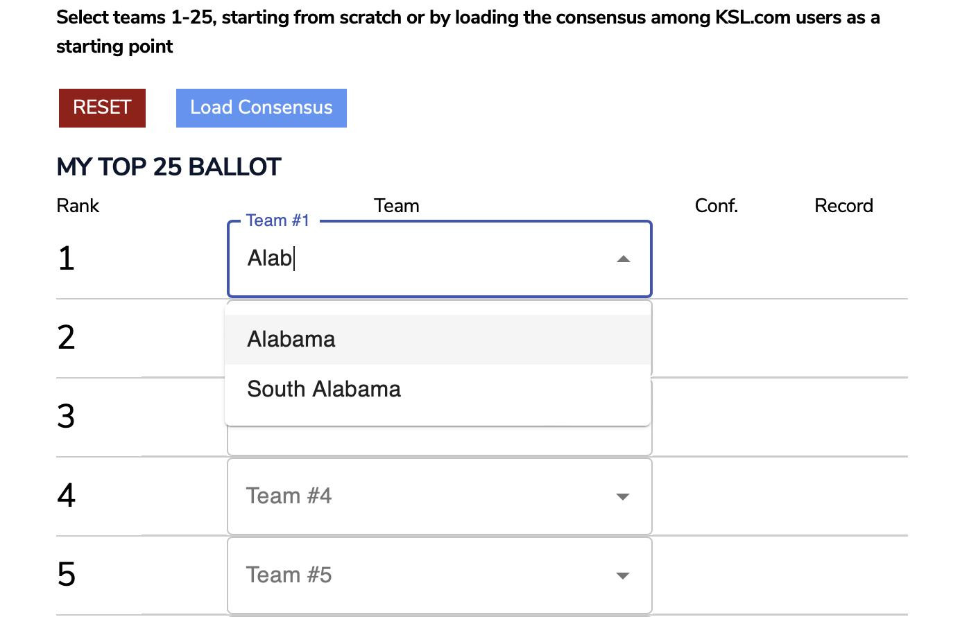 Create your own Top 25 poll with the CFB fan poll Create your own Top 25 poll with the CFB fan poll