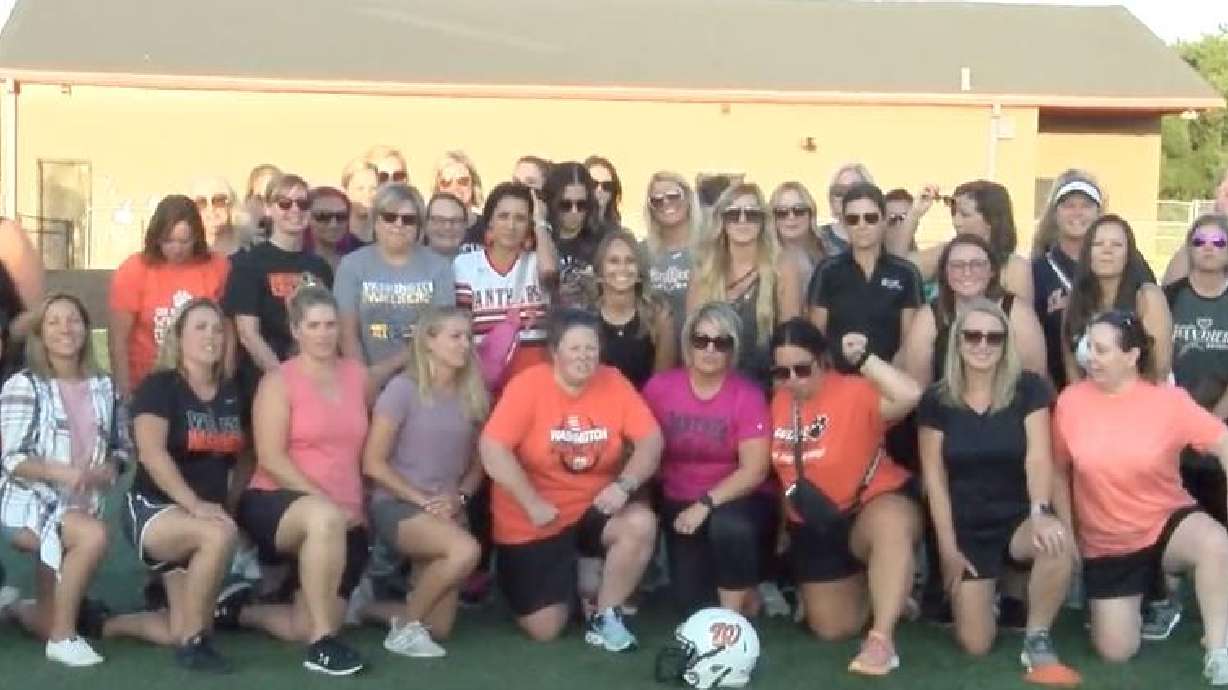 The moms of Washington High (Peoria, Illinois) participate in Mom's Night.