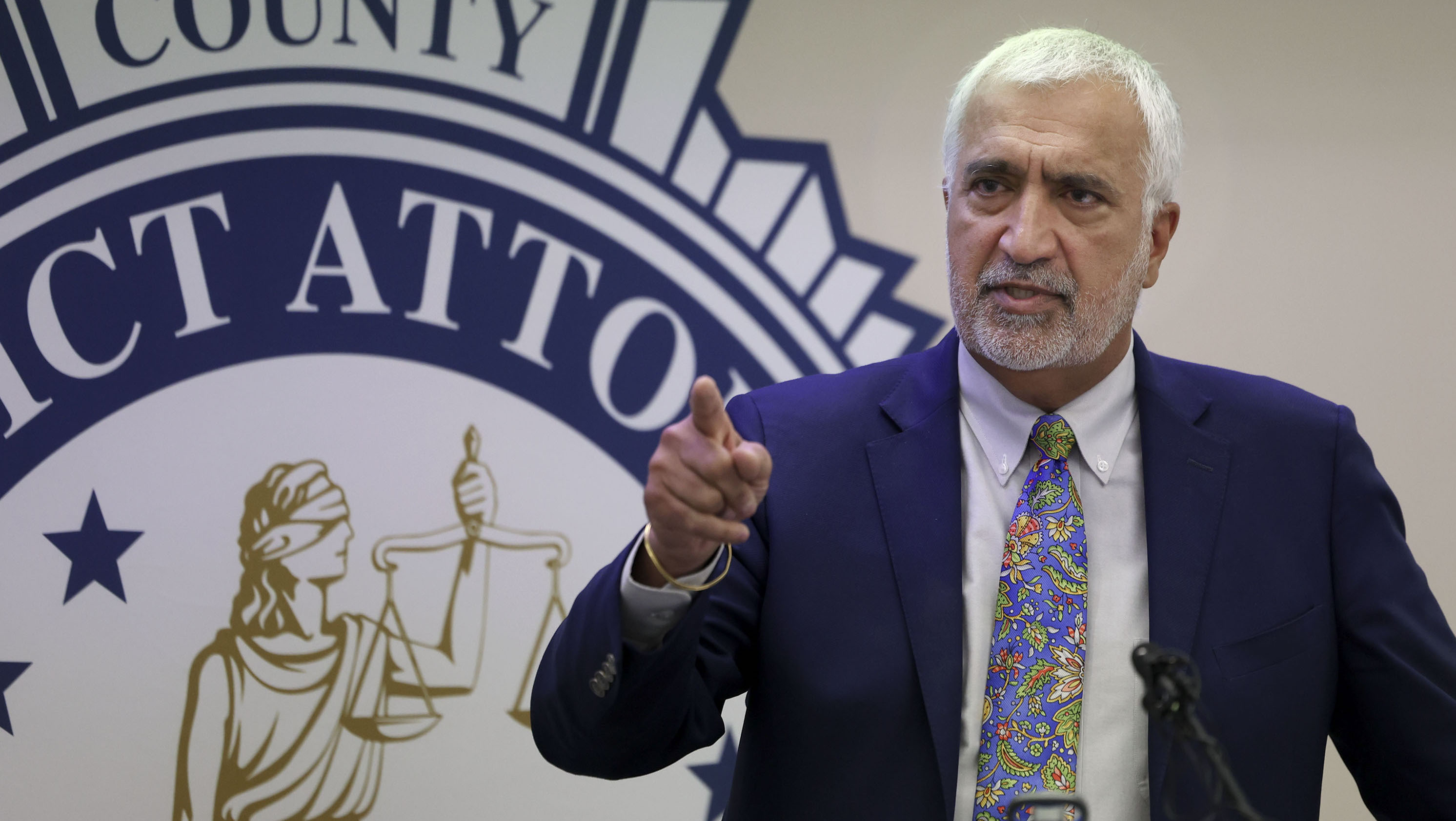Salt Lake County District Attorney Sim Gill speaks to reporters on Aug. 26, 2022. On Thursday, he said the actions of two Murray police officers who shot and killed a man in 2021 were legally justified.