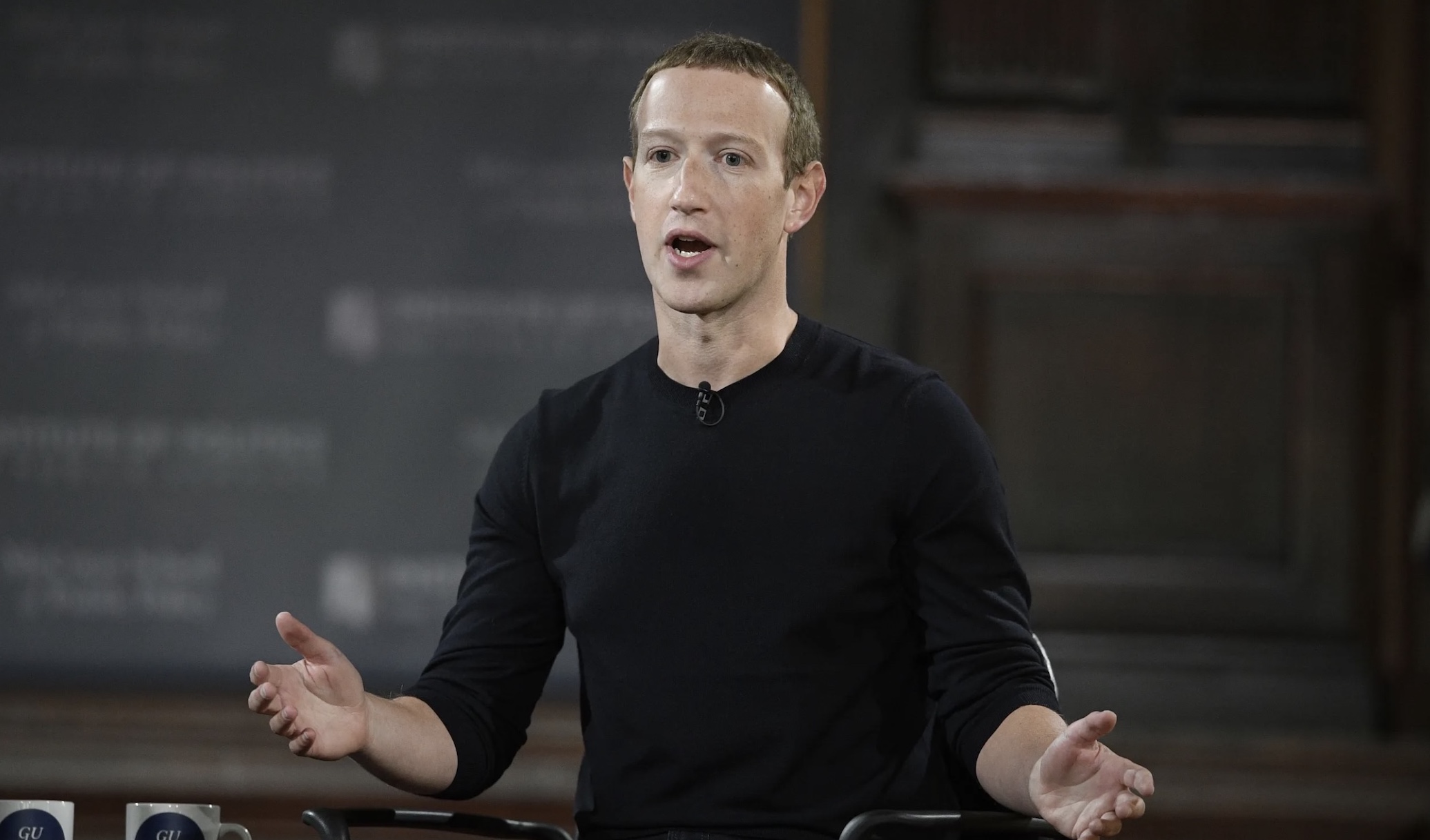 Facebook CEO Mark Zuckerberg speaks at Georgetown University in Washington on Oct. 17, 2019. While Joe Rogan will not be having former President Donald Trump on his podcast, he did bring on Meta CEO Mark Zuckerberg, and the conversation contained tough questions.