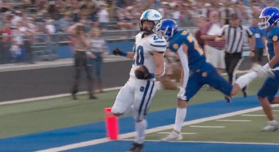 Pleasant Grove running back Jaeden Wright after scoring one of his two touchdowns in the Vikings' 47-0 win over Orem, Friday, Aug. 26, 2022 in Orem. Pleasant Grove is 2-1, doubling its win total from last season.
