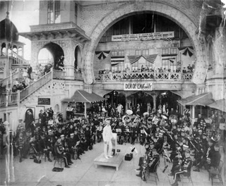 A band plays at Saltair, circa late 1910s to early 1920s.