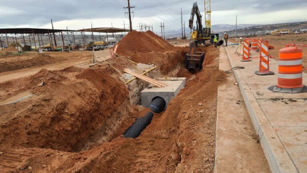 Road construction on 3000 East in St. George, date not specified.