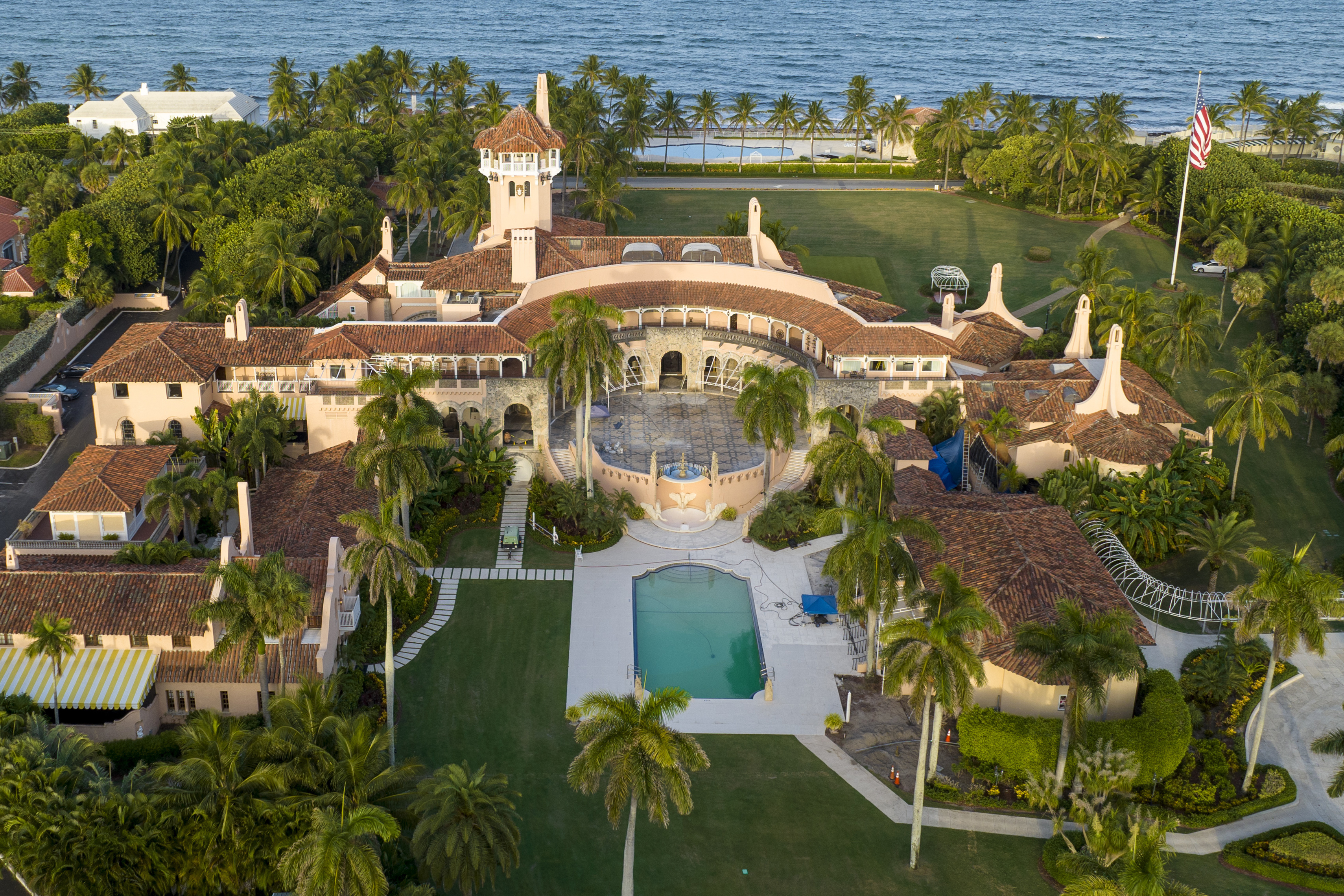 President Donald Trump's Mar-a-Lago estate, Aug. 10, in Palm Beach, Fla. The Justice Department Monday has completed its review of potentially privileged documents seized from the estate earlier this month.  