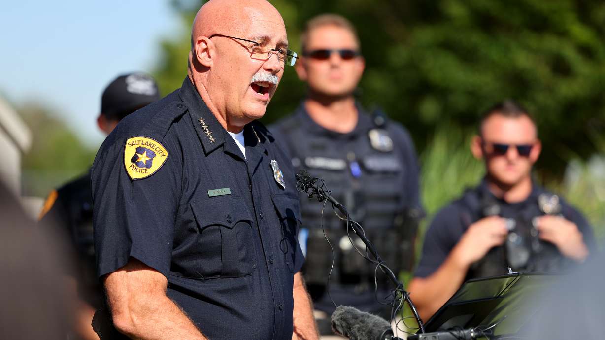 Salt Lake City Police Chief Mike Brown in Salt Lake City on Aug. 29, 2022. A state audit outlines multiple problems with Salt Lake police leadership that led to low morale, performance issues and other concerns before Brown retired in February.