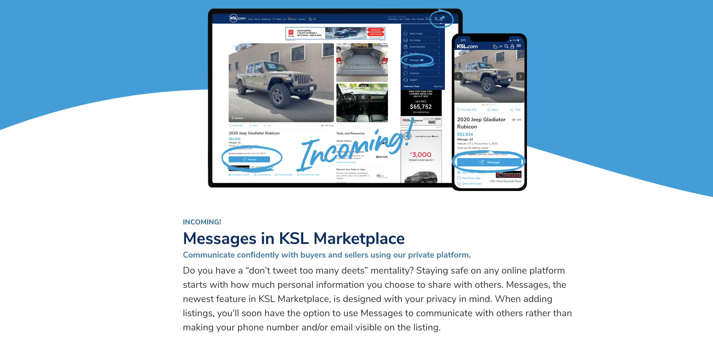 KSL Marketplace introduces private communication platform 