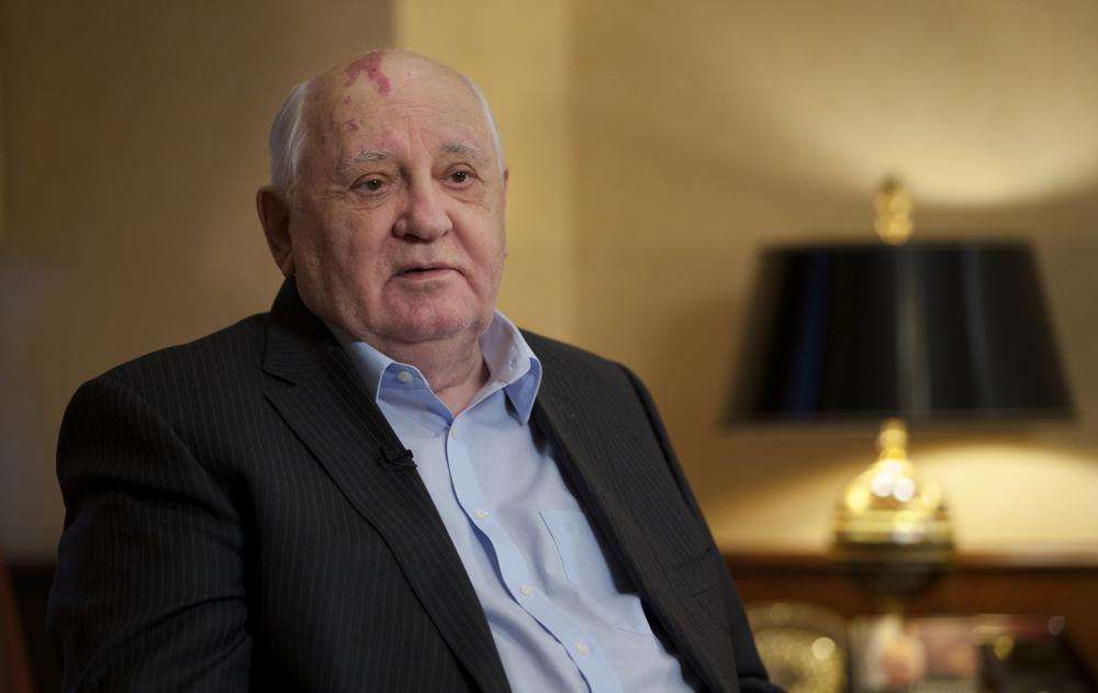 Former Soviet President Mikhail Gorbachev speaks to the Associated Press during an interview at his foundation's headquarters, in Moscow, Russia, Dec. 9, 2016. Russian news agencies are reporting that former Gorbachev has died at 91.