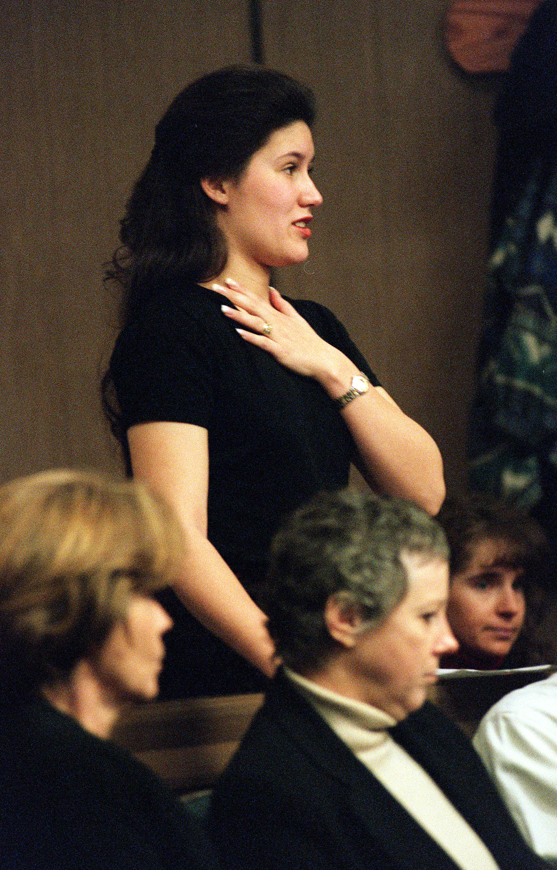 Yvette Rodier speaks to the court on Jan. 30, 1998, during a sentencing hearing for the man who shot her and shot and killed Zachary Snarr.