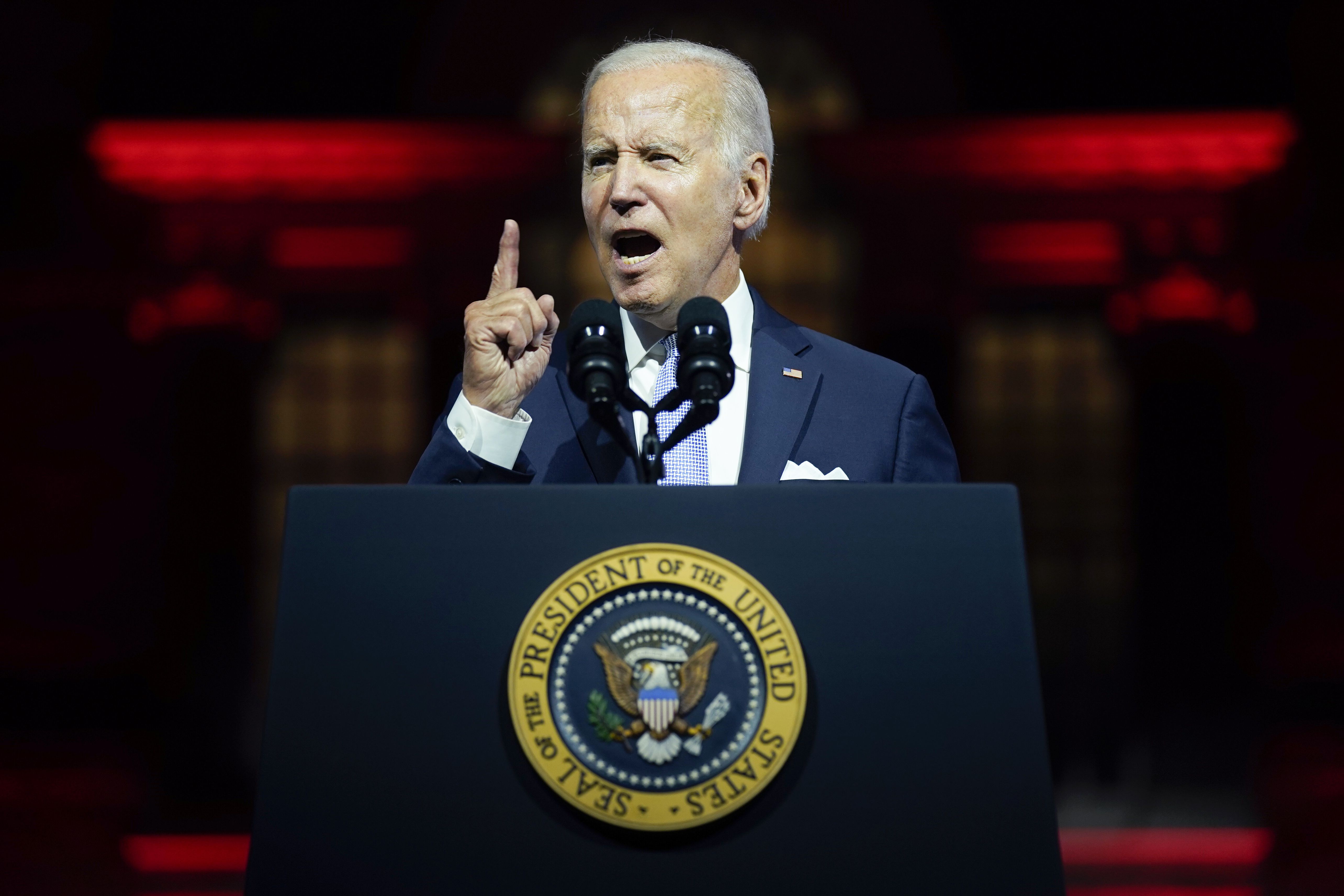 President Joe Biden speaks outside of Independence Hall on Sept. 1 in Philadelphia. Republicans say Biden’s speech Thursday widened political division in the country and maligned millions of Americans.