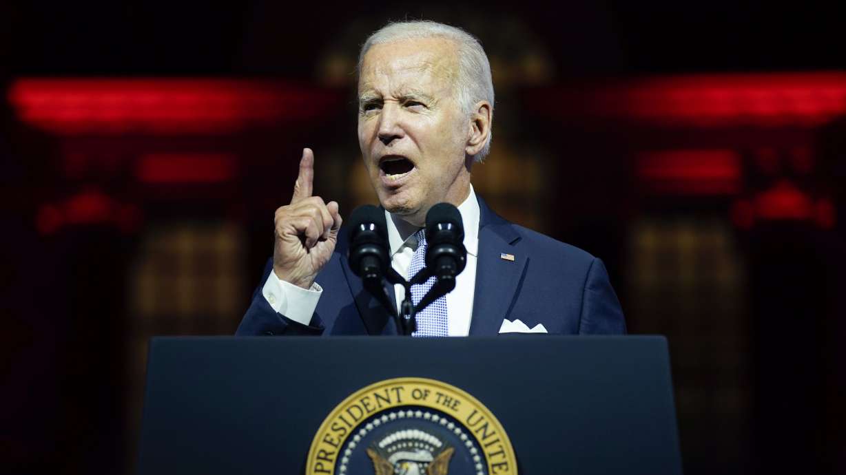 President Joe Biden speaks outside of Independence Hall on Sept. 1 in Philadelphia. Republicans say Biden’s speech Thursday widened political division in the country and maligned millions of Americans.