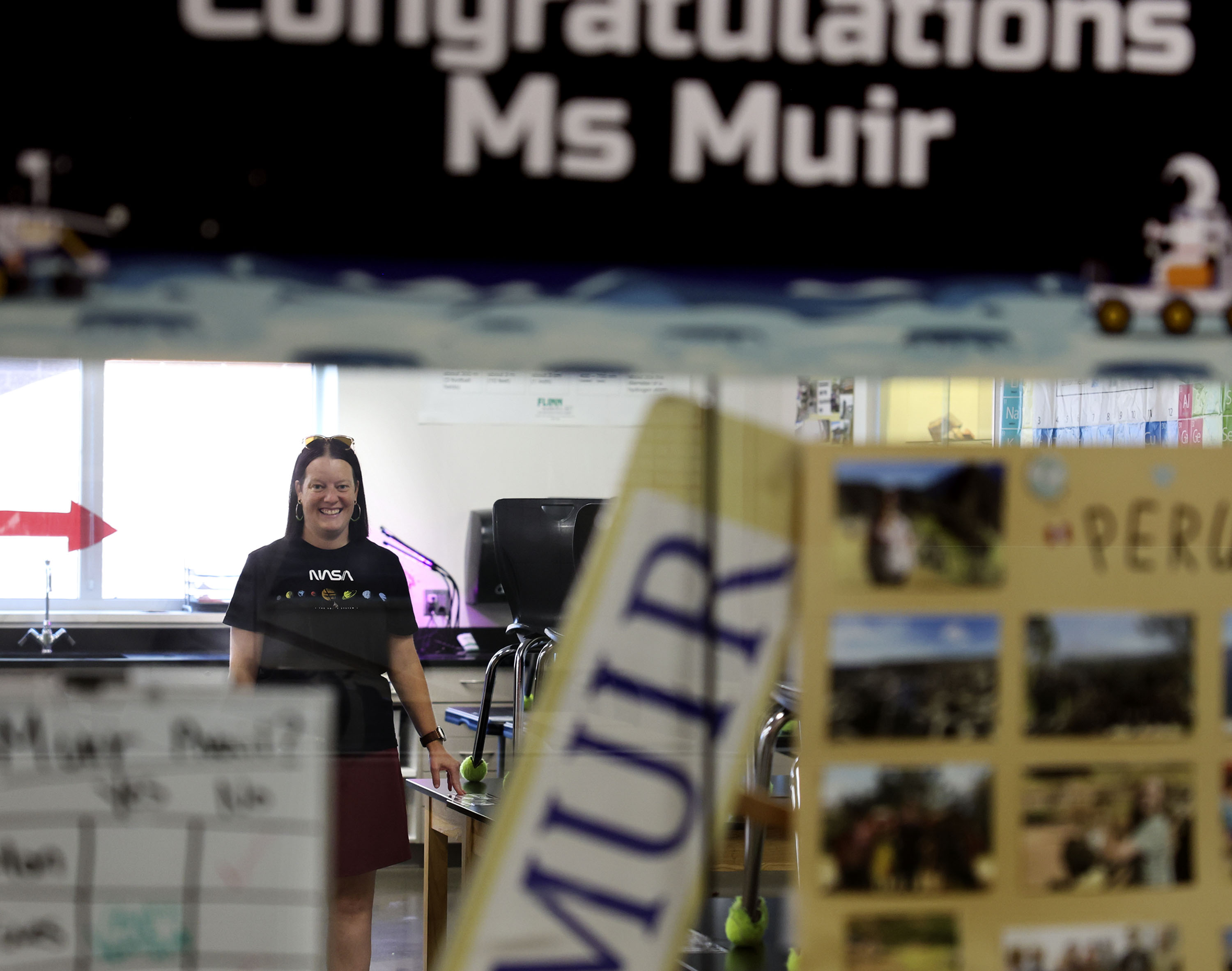 Science teacher Jennifer Muir is pictured in her classroom at Draper Park Middle School in Friday, Sept. 2, 2022. Muir, who was chosen last year to attend a prestigious NASA-affiliated teacher-training program that includes a flight to the stratosphere, leaves Monday, Sept. 12 for the five-day trip. Muir is also one of 24 U.S. educators from 13 states selected as 2022 2022 Airborne Astronomy Ambassadors.