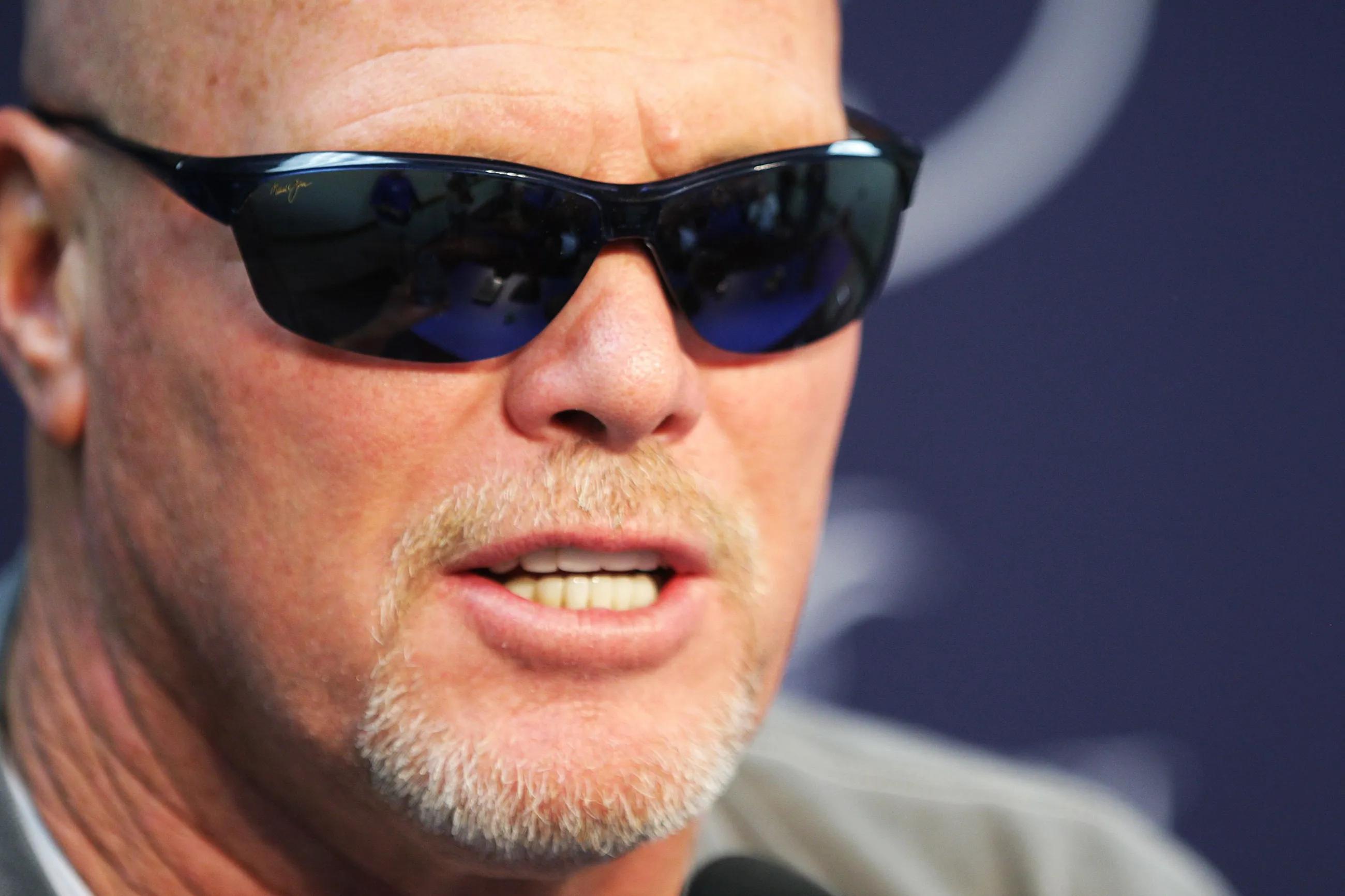 Jim McMahon speaks to the media prior to the game in Provo Friday, Oct. 3, 2014. McMahon had his jersey retired at halftime.