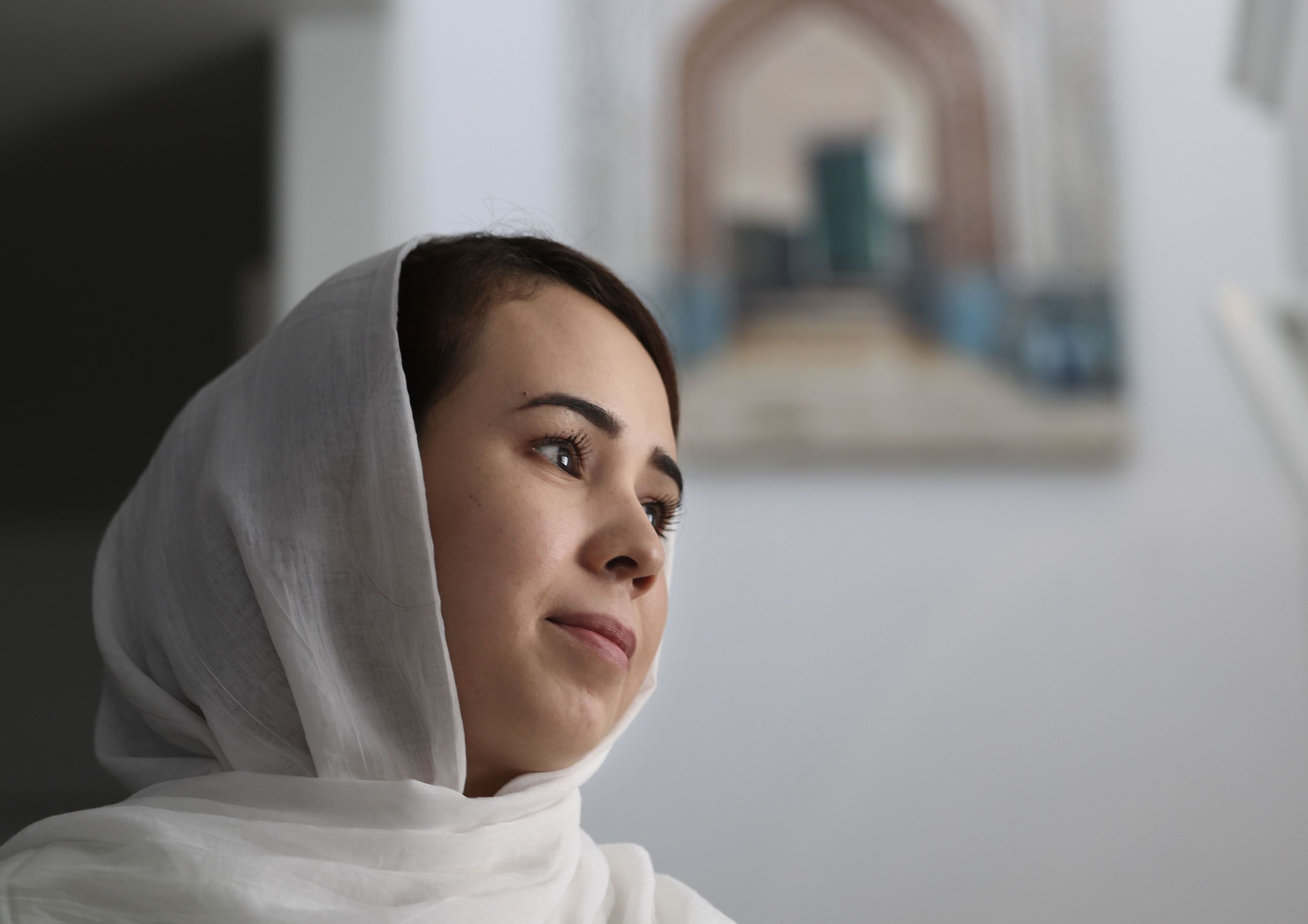 Nazdanah is pictured in her Herriman home on Wednesday. Nazdanah recently arrived in Utah after being stuck in Afghanistan for almost a year.