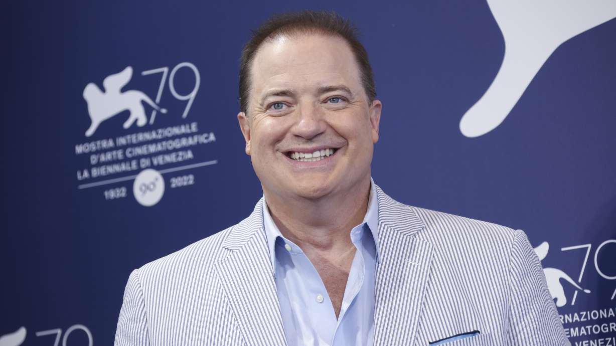 Brendan Fraser poses for photographers at the photo call for the film "The Whale" during the 79th edition of the Venice Film Festival in Venice, Italy, Sunday.