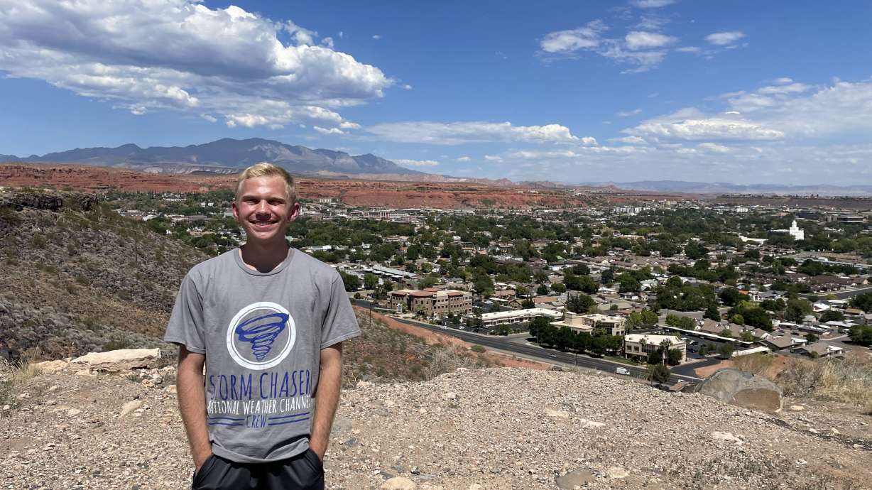 Brody Cowing poses for a portrait on Tech Ridge in St. George, Friday.