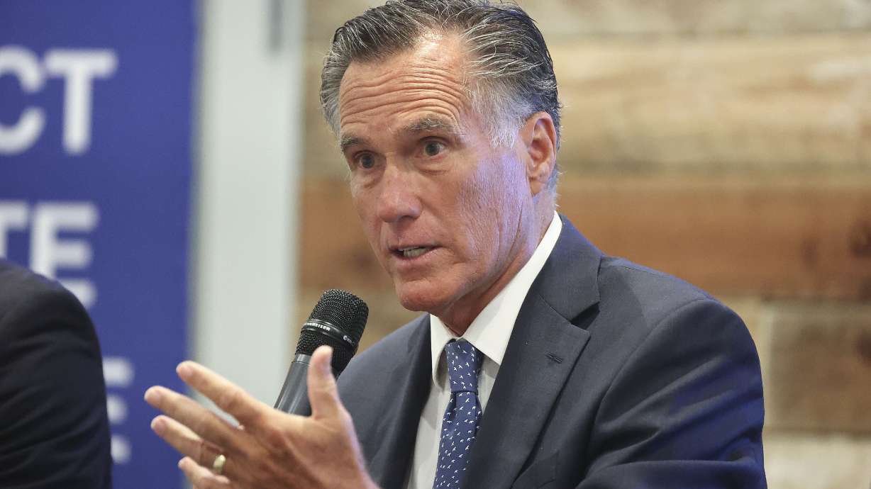 Sen. Mitt Romney, R-Utah, speaks during a South Valley Chamber of Commerce meeting at Salt Mine Productive in Sandy on Aug. 18. Where does Romney rank in a list of richest congress members?