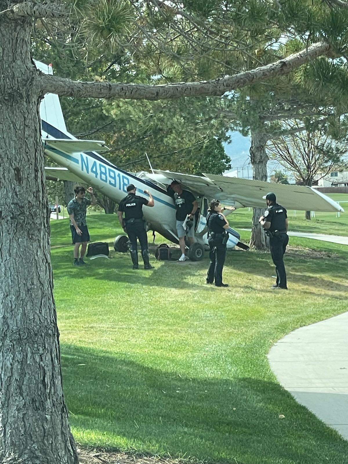A plane was forced down into soccer fields south of the South Valley Airport in West Jordan on Wednesday afternoon, according to West Jordan officials.