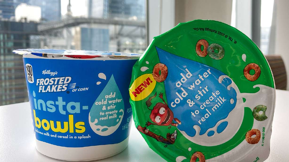 Frosted Flakes and Apple Jacks Insta-bowls are pictured here. Forget milk. Kellogg's wants you to add water to these cereal bowls.