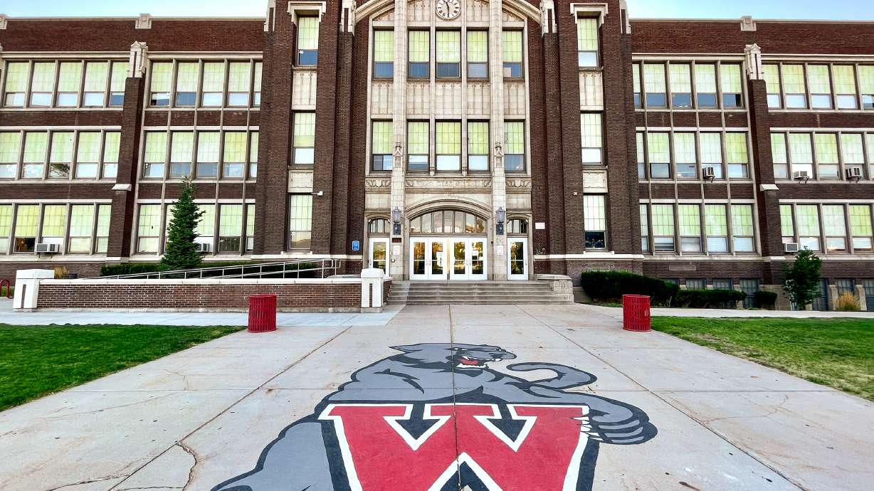 The exterior of West High School on Wednesday evening. The original building was completed in 1922 and hit 100 years old this summer. It and Highland High School are the focus of a new feasibility study aimed at revamping the campus in the future, which may include rebuilding both schools.