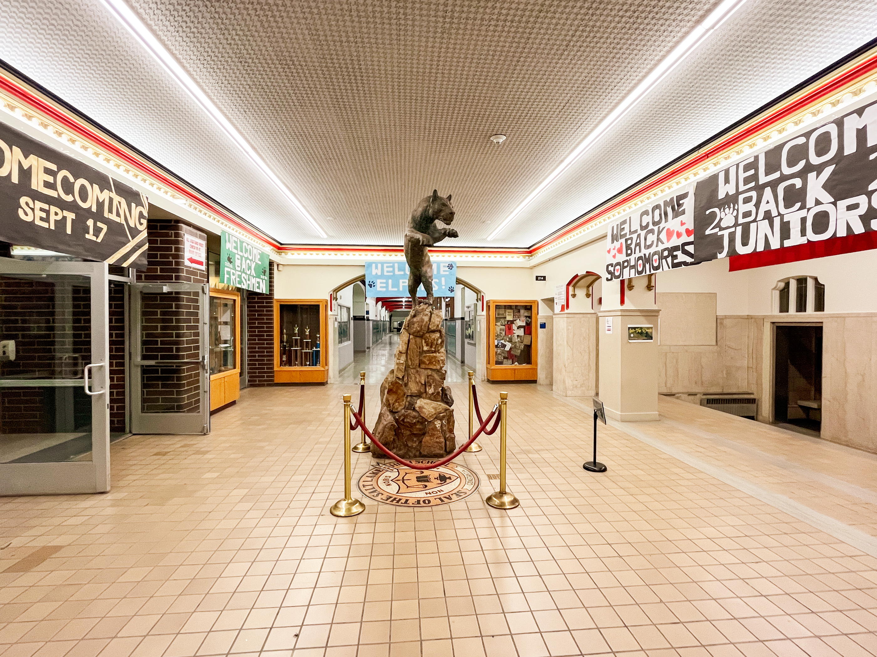 The interior of West High School on Wednesday evening. The original building was completed in 1922 and turned 100 over the summer. It and Highland High School are the focus of new feasibility studies aimed at revamping the campuses in the future, which may include rebuilding both schools.