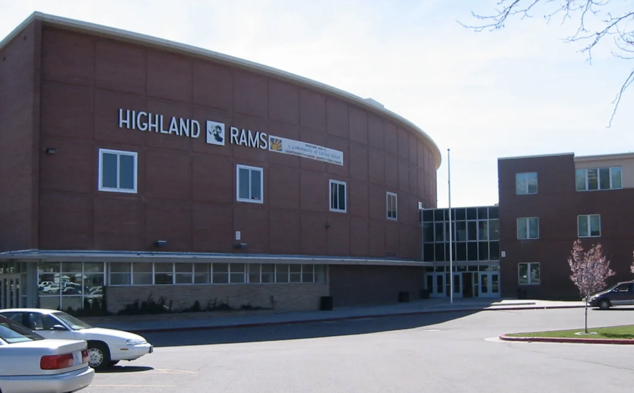 An undated photo of the exterior of Highland High School in Salt Lake City. The school, located next to Sugar House Park, opened in 1956.