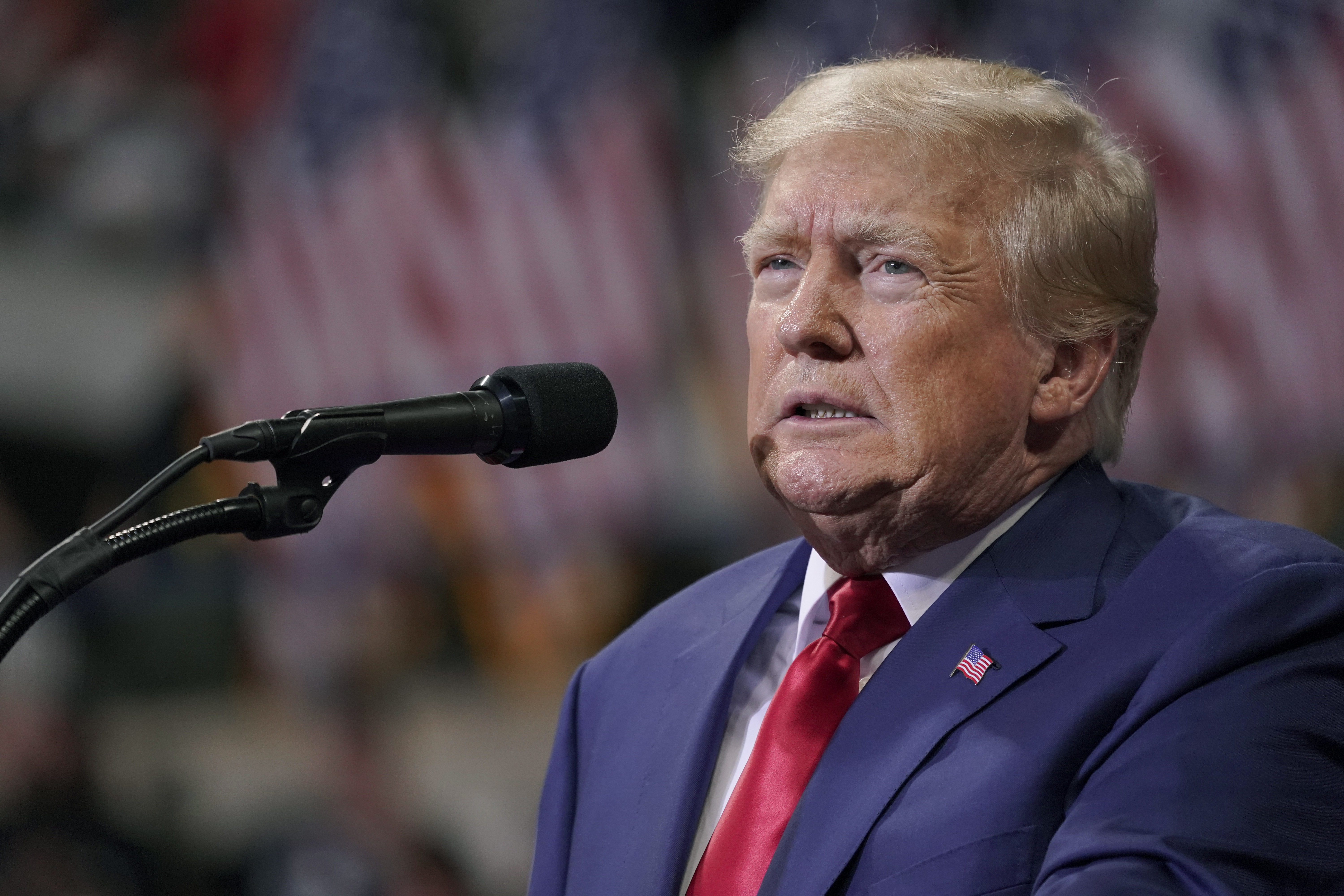 Former President Donald Trump speaks at a rally in Wilkes-Barre, Pa., Sept. 3. A federal judge in Florida has dismissed Donald Trump's lawsuit against 2016 Democratic rival Hillary Clinton and former top FBI officials, rejecting the former president's claims that they and others acted in concert to concoct the Russia investigation that shadowed much of his administration.