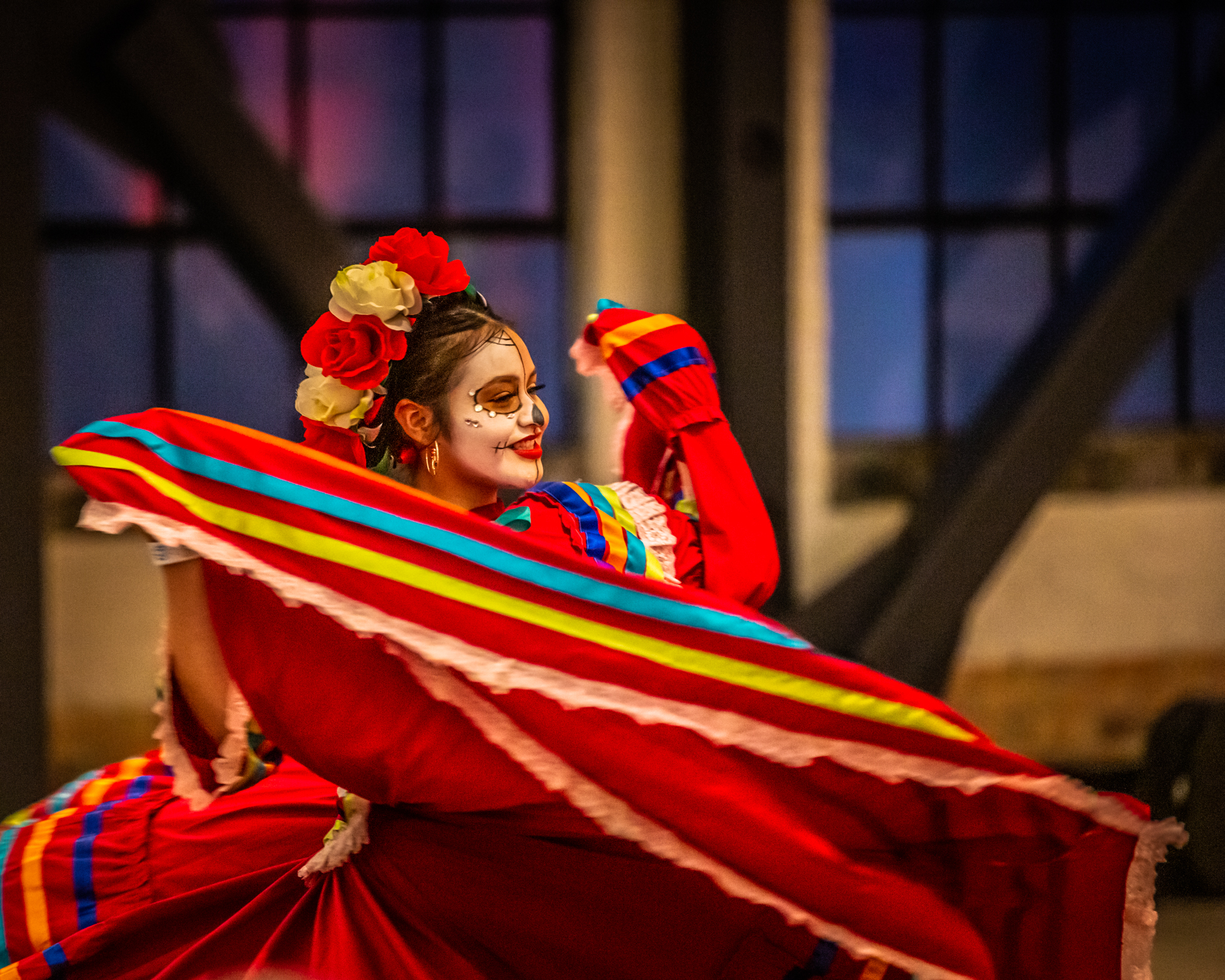 A dancer with Weber State University's Ballet Folklorico dances during Dia de los Muertos en Ogden festival on Nov. 5, 2021. The festival is one of many events being held throughout Utah in honor of Hispanic Heritage Month.