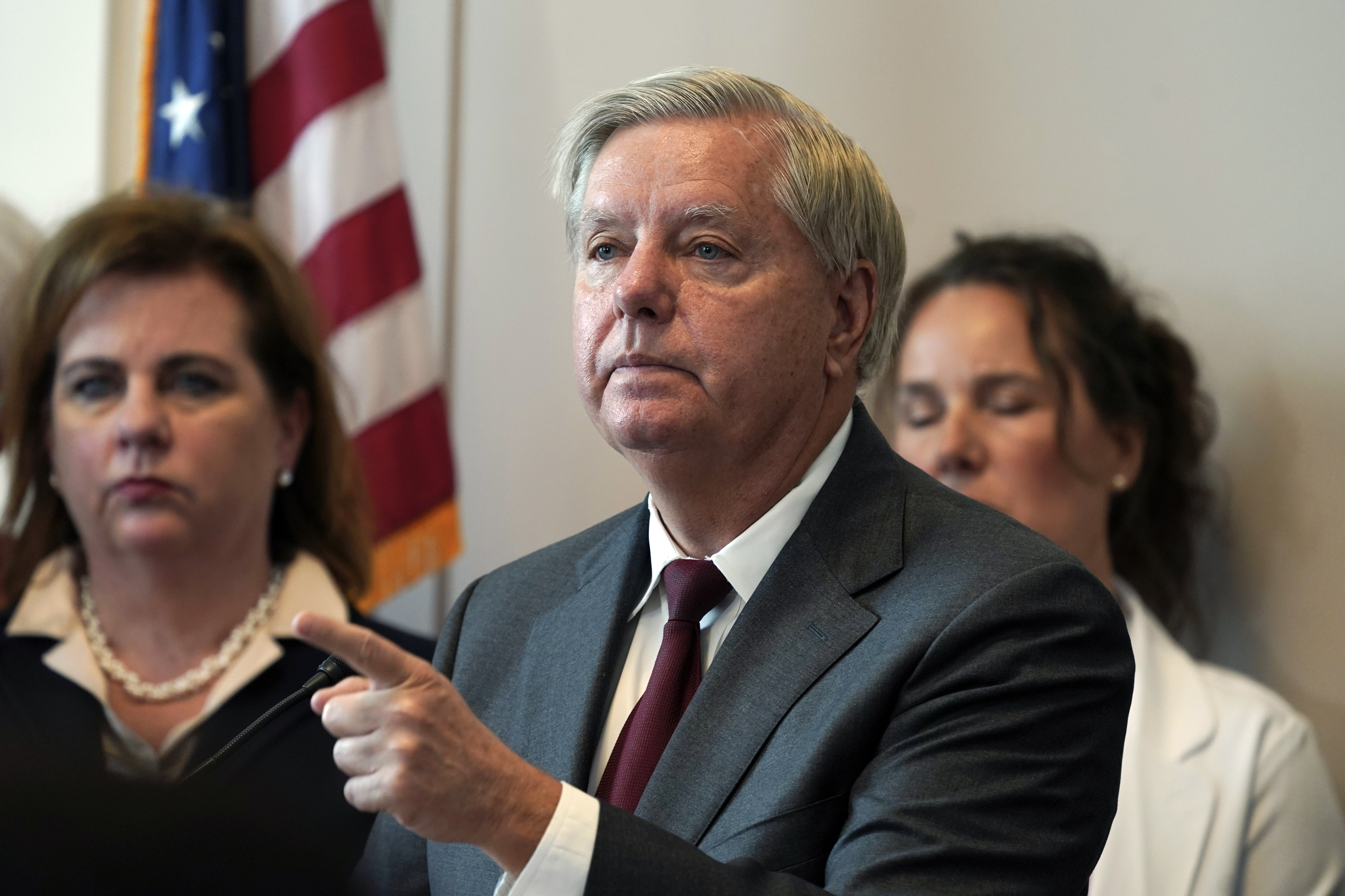 Sen. Lindsey Graham, R-S.C., speak during a news conference to discuss the introduction of the Protecting Pain-Capable Unborn Children from Late-Term Abortions Act on Capitol Hill, Tuesday in Washington. 