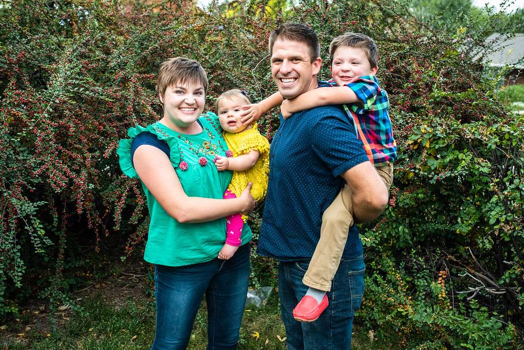 Brad Collins, 38, is shown with his family in this undated photo. Collins was fatally hit by a vehicle while riding a bicycle in Murray Monday.