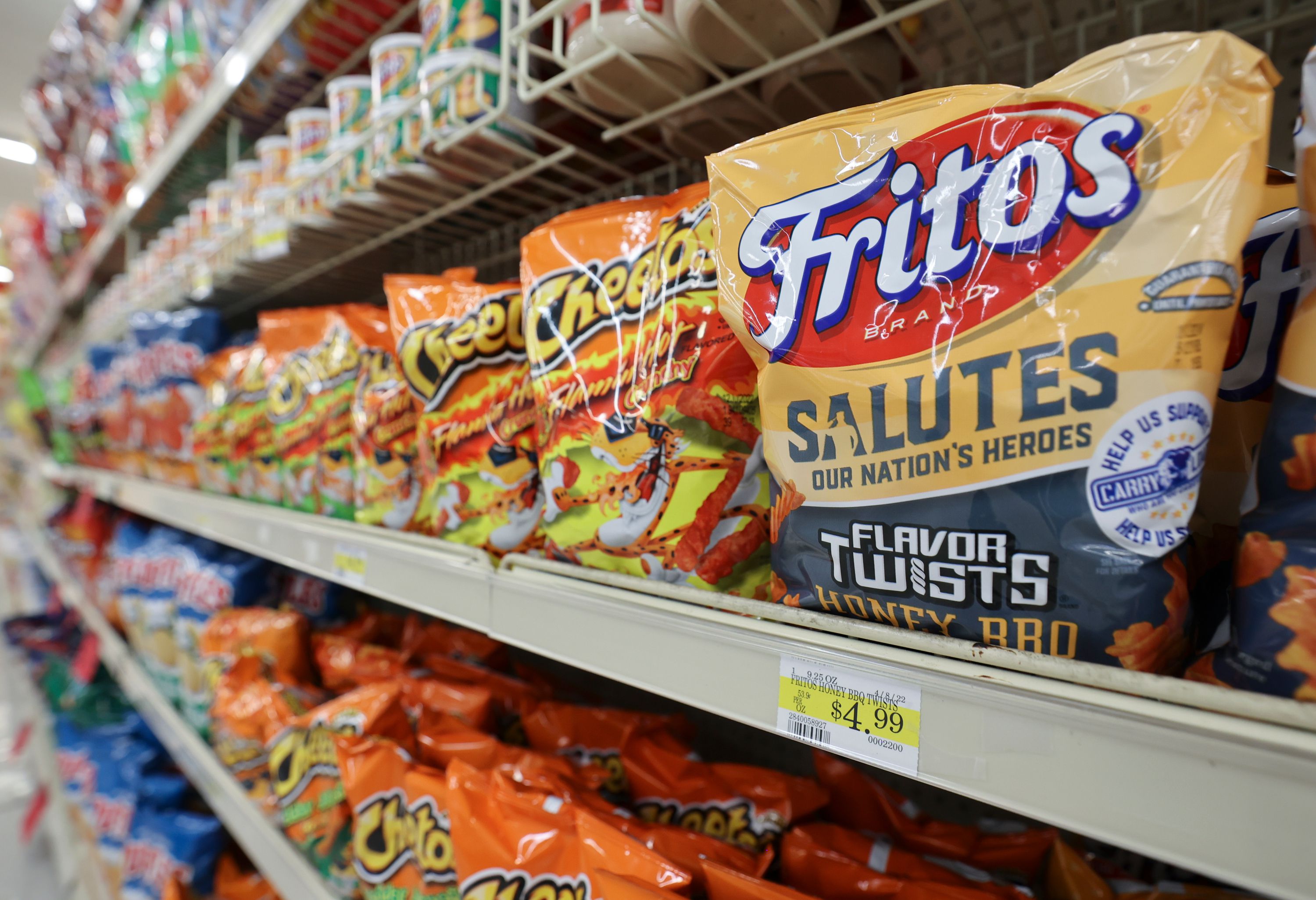 Chips are pictured at a Reams in Sandy on May 18. The overall costs of goods and services may have eased a bit in August, according to the latest U.S. inflation report, but food remains a pricey outlier and just saw the biggest year-over-year jump in more than four decades.