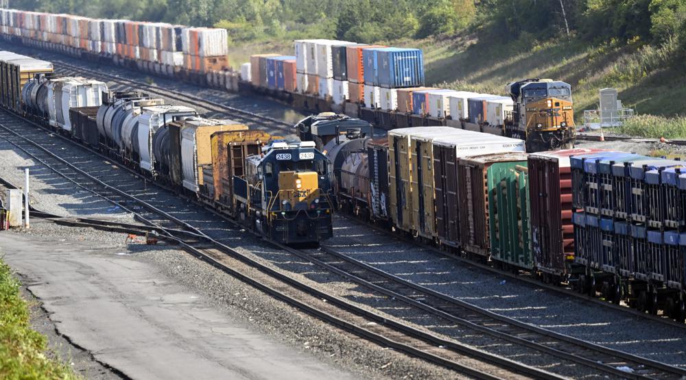 Locomotives are coupled to railway cars at the Selkirk rail yard Wednesday in Selkirk, N.Y. Government officials and a variety of businesses are bracing for the possibility of a nationwide rail strike that would paralyze shipments of everything from crude and clothing to cars, a potential calamity for businesses that have struggled for more than two years due to COVID-19-related supply chain breakdowns.