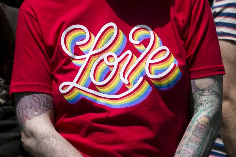 A spectator wears a shirt with the word 'LOVE' on it while watching the San Francisco gay pride parade in San Francisco, Calif., June 28, 2015. A bipartisan group of U.S. senators on Thursday decided to put off until after the Nov. 8 congressional elections any vote on legislation protecting gay marriage, dashing the hopes of advocates who sought prompt action on a bill already passed by the House of Representatives.