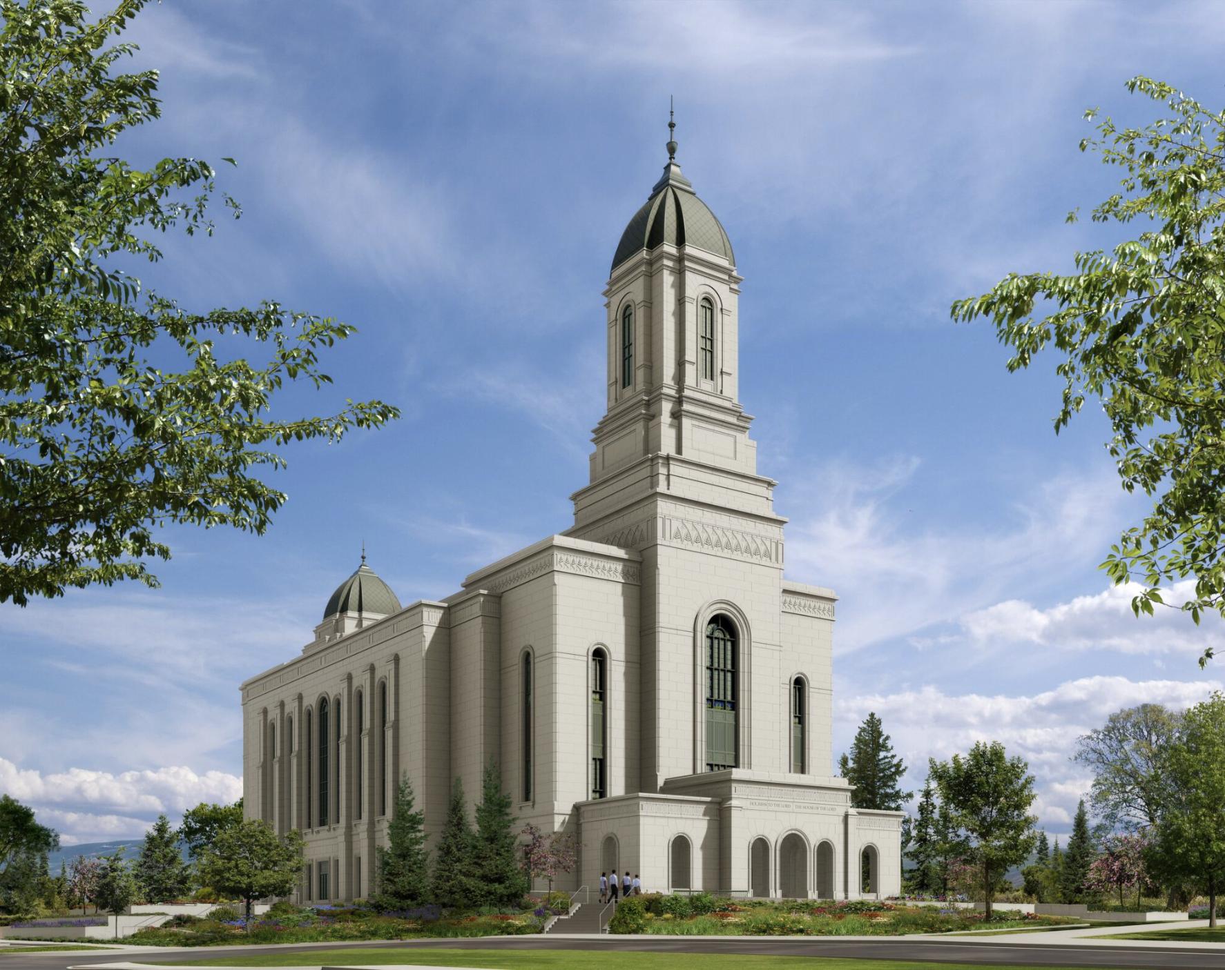 Artist's rendering of the exterior of the new Heber Valley Utah Temple of The Church of Jesus Christ of Latter-day Saints, as released Monday. The groundbreaking ceremony is scheduled for Oct. 8.