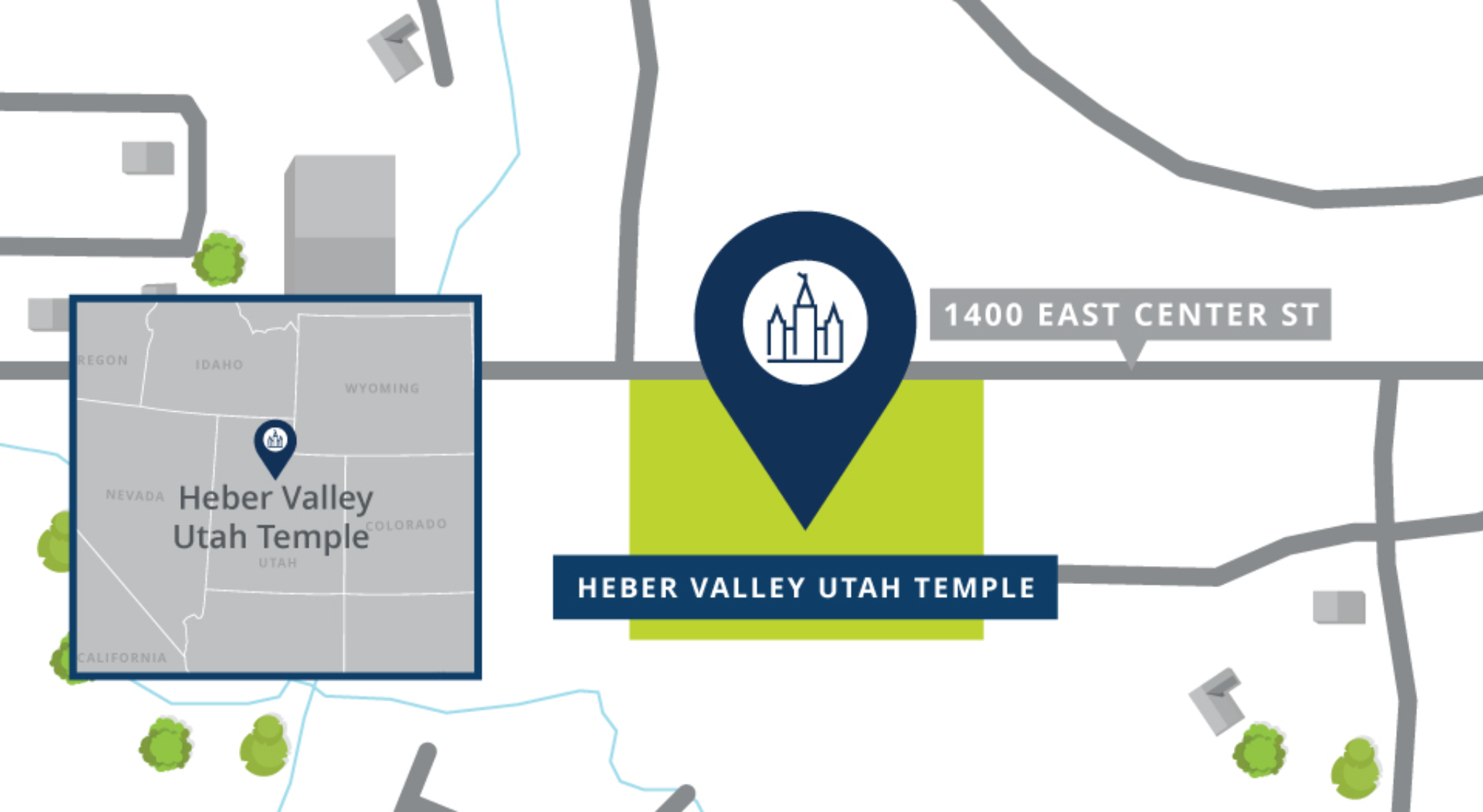 Map showing the location of the Heber Valley Utah Temple.
