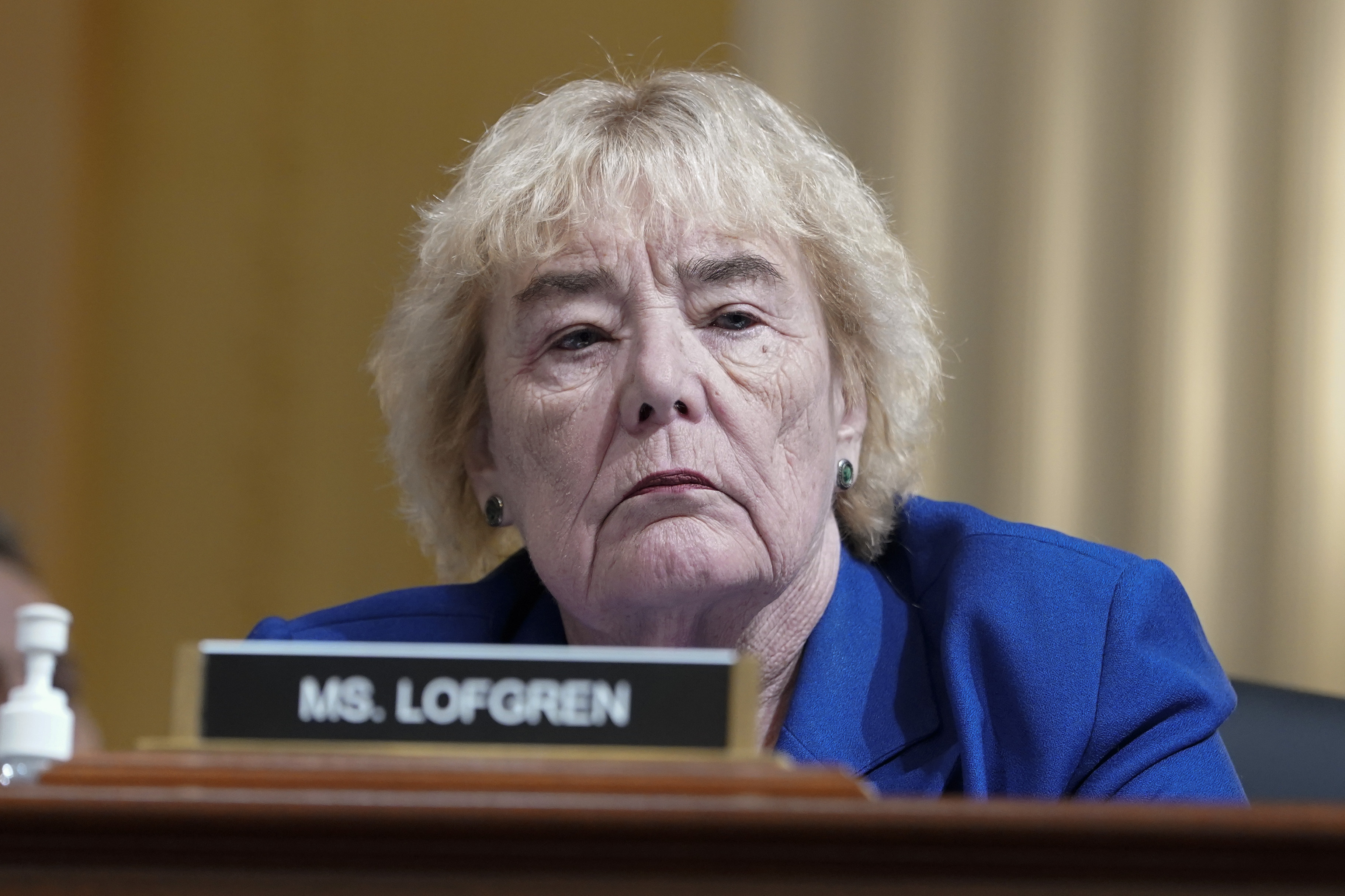 Rep. Zoe Lofgren, D-Calif., listens as the House select committee investigating the Jan. 6 attack on the U.S. Capitol holds a hearing at the Capitol in Washington, July 12. House Democrats are voting this week on changes to a 19th century law for certifying presidential elections, their strongest legislative response yet to the Jan. 6 Capitol insurrection and former President Donald Trump's efforts to overturn his 2020 election defeat.