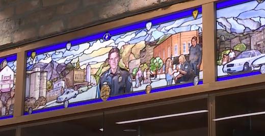 A new stained-glass window at Lehi City's public safety building honors the legacy of the police department and its only officer killed in the line of duty.