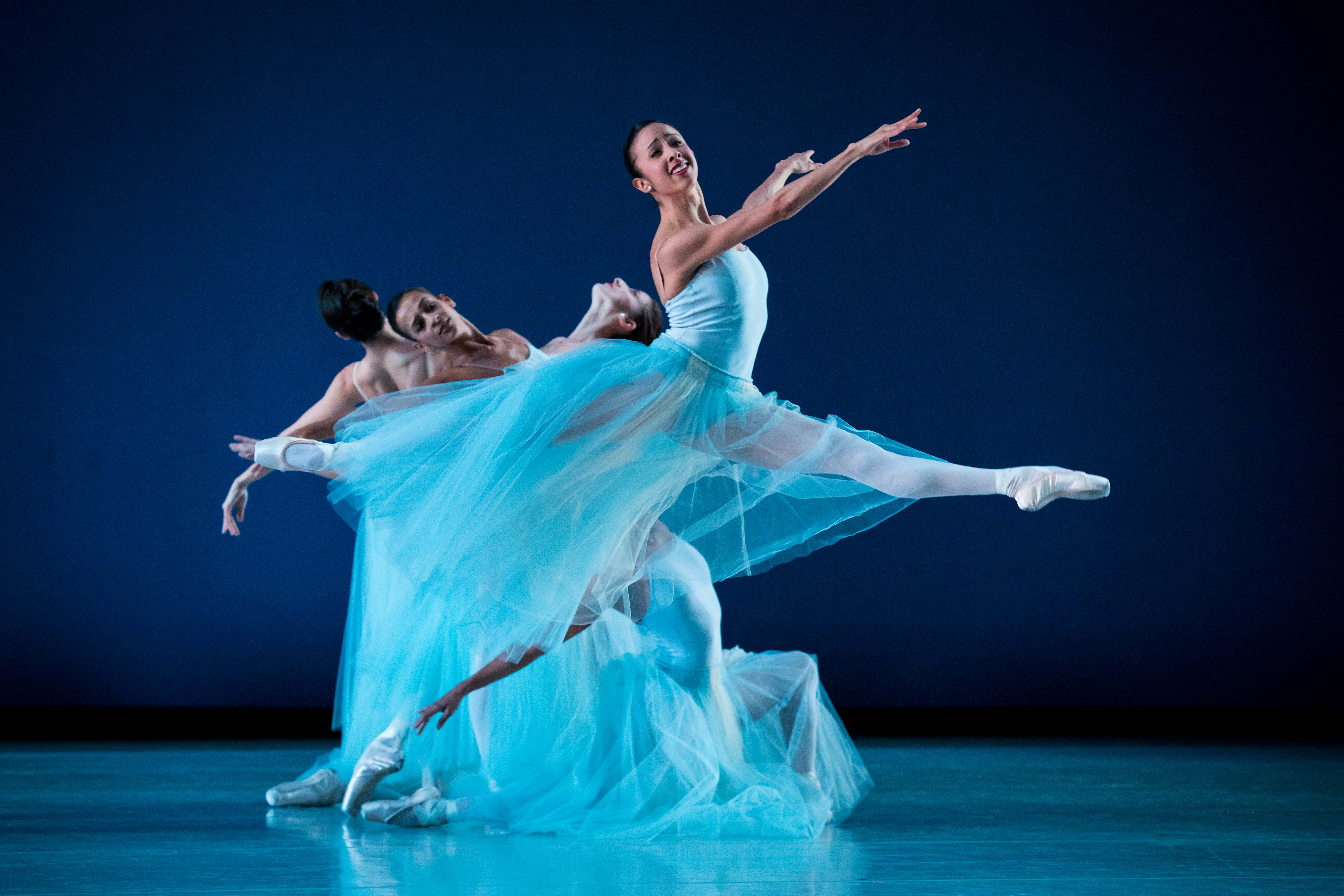 Ballet West principal artist Jenna Rae Herrera leaps across the stage during a performance of "Serenade." The company announced its 2024/25 season on the heels of a year of record-breaking shows.