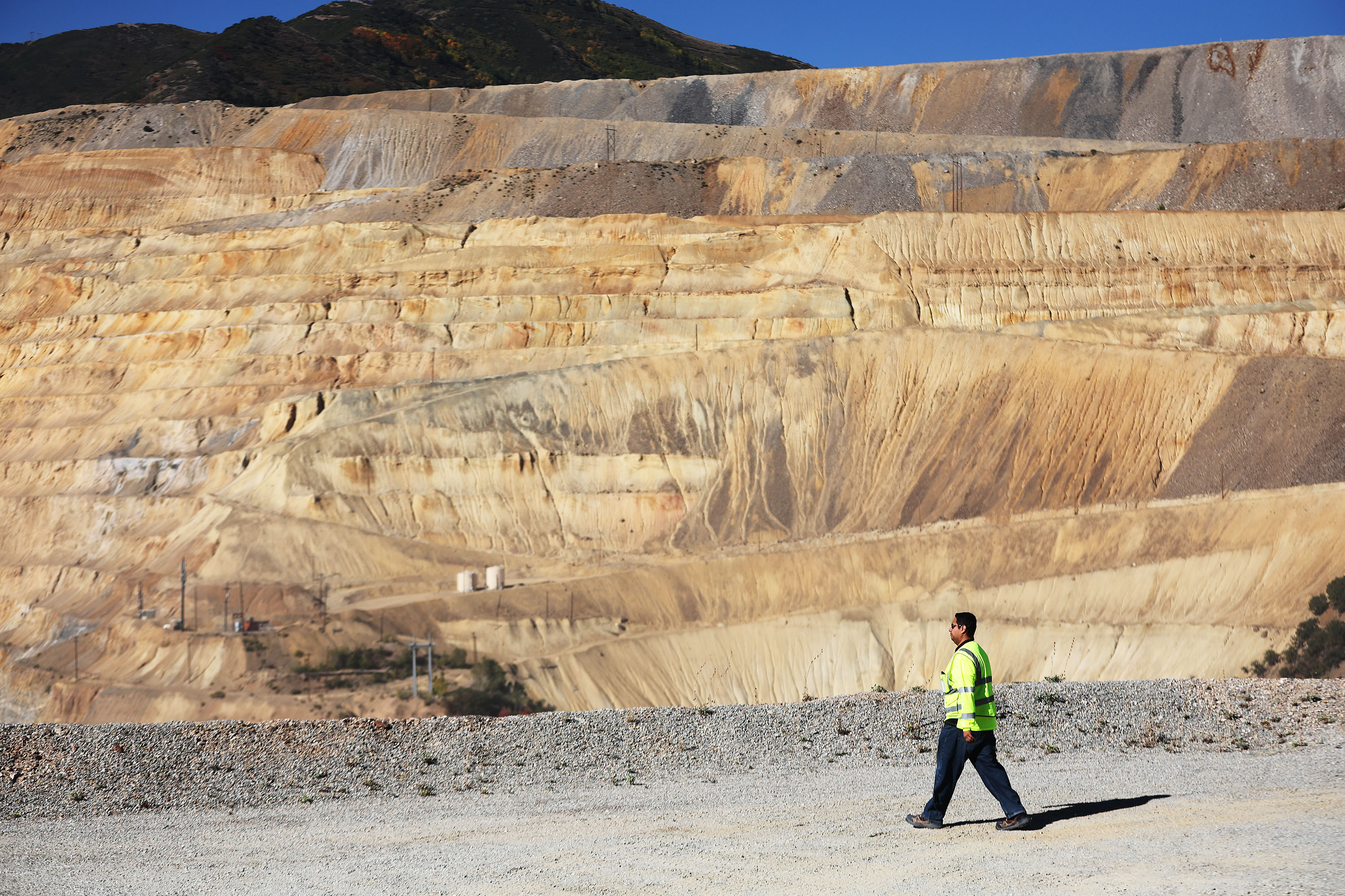 Work continues at Kennecott Copper Mine near Herriman on Tuesday. Rio Tinto announced it will resume underground mining at the mine after more than a century.