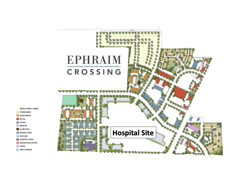 The developer of Ephraim Crossing announced Monday that Intermountain Healthcare has acquired 35 acres there. He said it plans to build a hospital in Ephraim, Sanpete County, but Intermountain said they don't have immediate plans for the property yet.