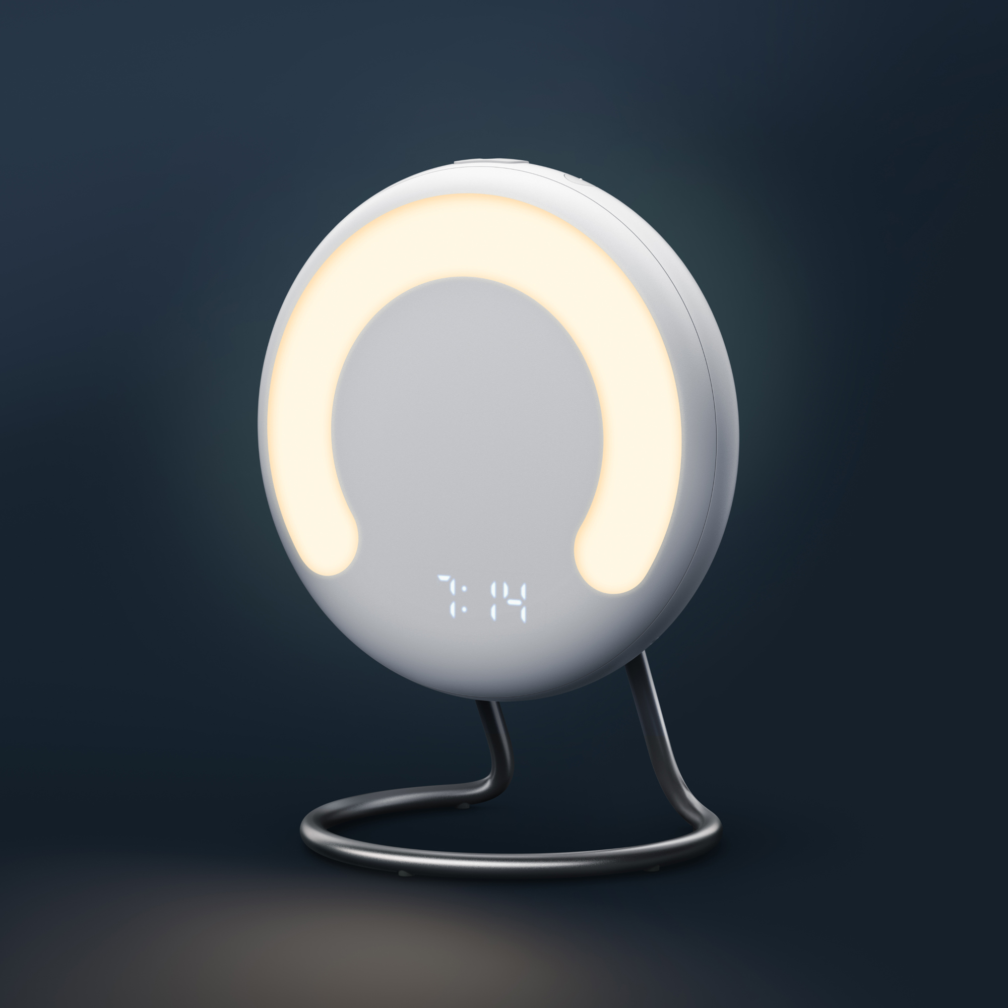 This image provided by Amazon shows the Halo Rise bedside smart alarm. The e-commerce and tech giant said Wednesday, Sept. 28, 2022, that it will start selling the device later this year. Halo Rise will be able to track sleeping patterns without a wristband by using no-contact sensors and artificial intelligence to measure a user’s movement and breathing patterns, according to Amazon.