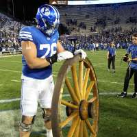 Wheelin' and dealin': No. 19 BYU uses big second half to top Utah State 38-26