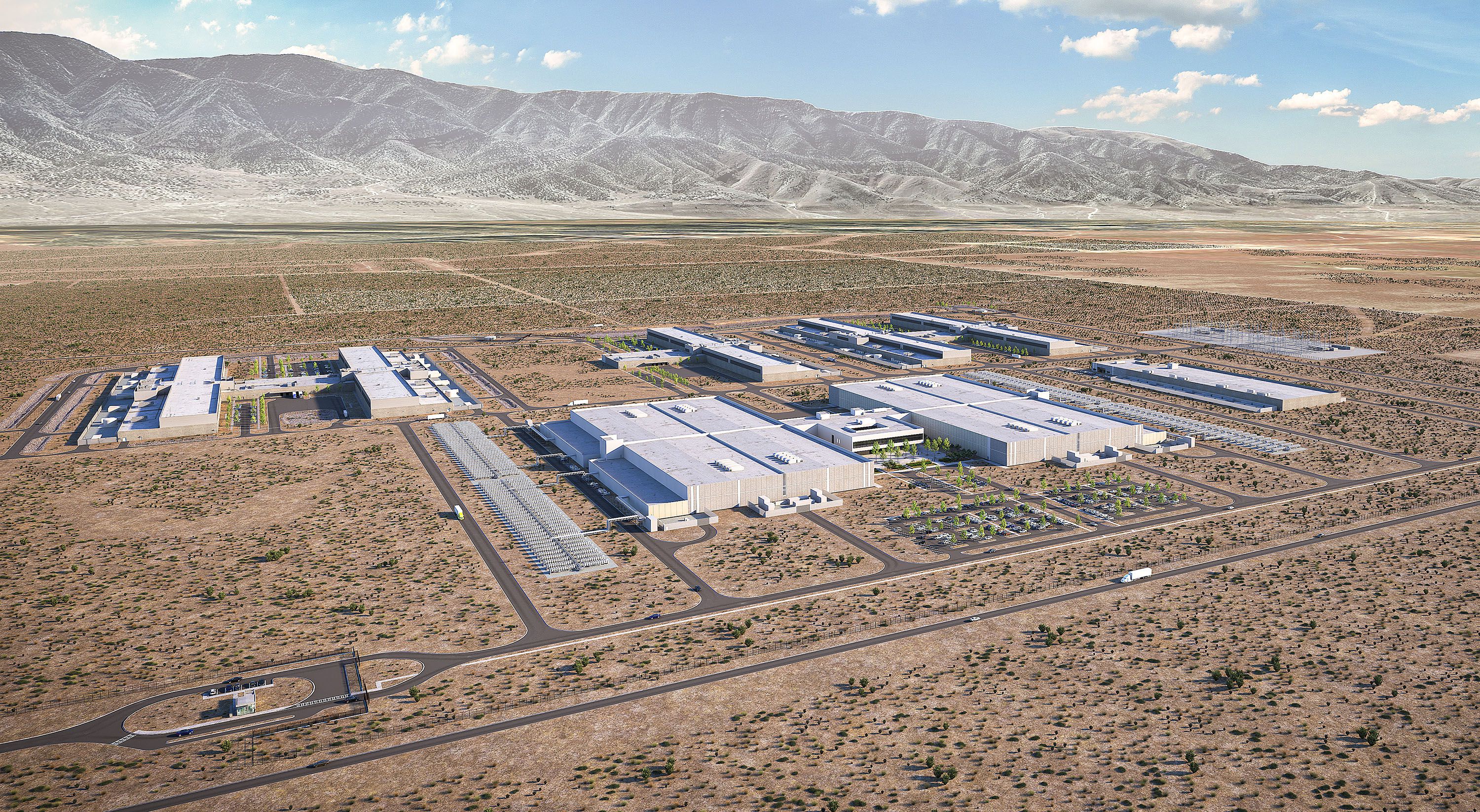 An artist’s rendering of the future additions to Meta’s Eagle Mountain Data Center in Eagle Mountain on Friday. Meta is expanding the data center, increasing the total investment to over $1.5 billion. Once completed, the center will be a 4.5-million-square-foot campus.
