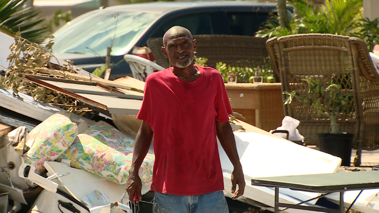 Mike Titus, a volunteer who is helping with the cleanup in Fort Myers, Florida, on Saturday.