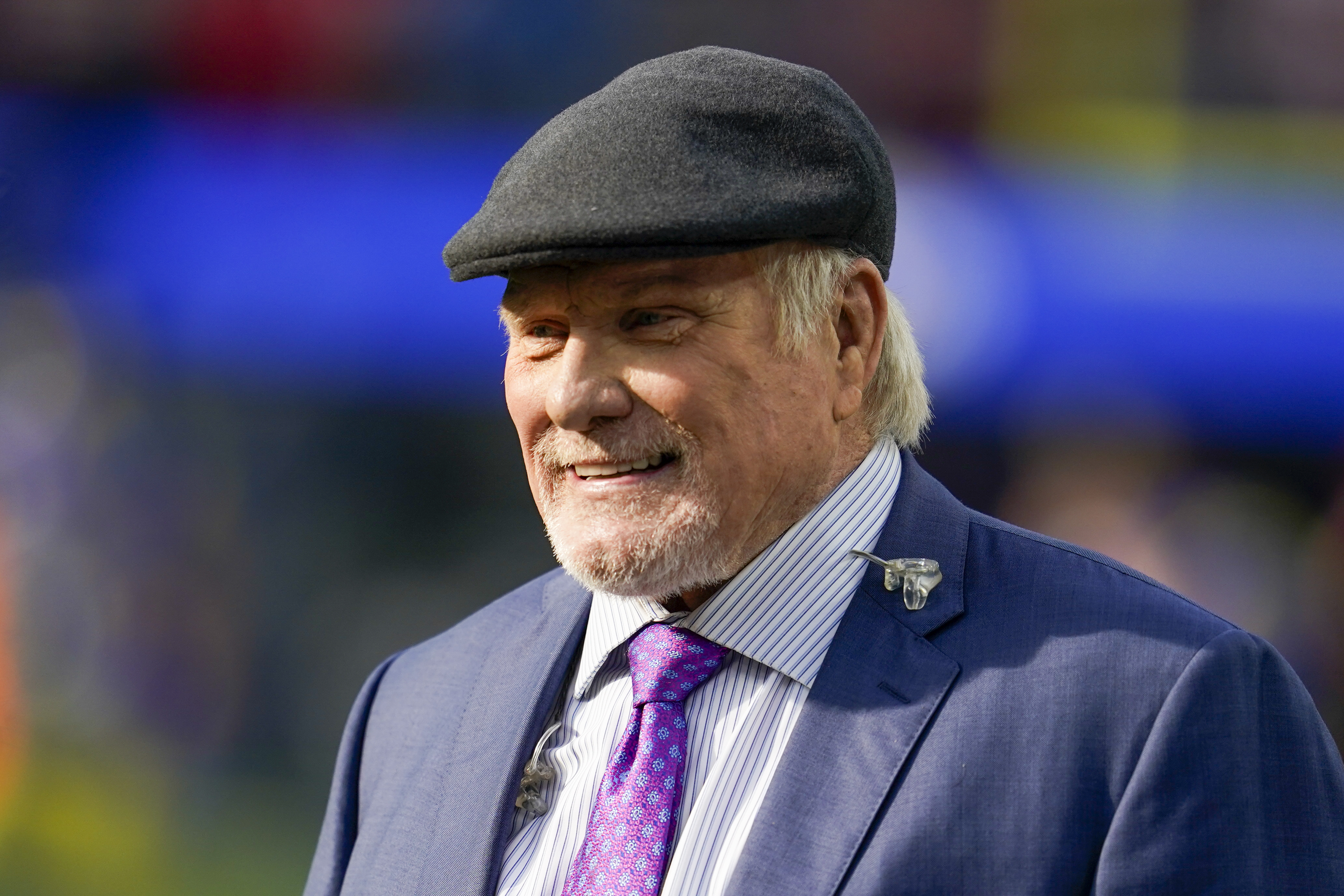 FILE - Fox commentator Terry Bradshaw is sen before the NFC Championship NFL football game between the Los Angeles Rams and the San Francisco 49ers on Jan. 30, 2022, in Inglewood, Calif. On Sunday, Oct. 2, 2022, Bradshaw said that he has been treated for two forms of cancer in the past year.