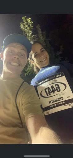 Hayden and Charlotte Holman before the 2021 St. George Marathon, where Hayden Holman collapsed.