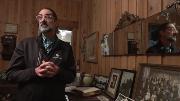 Frank Nilson talks about the cabin he grew up spending the summers at in Mount Aire on Thursday.