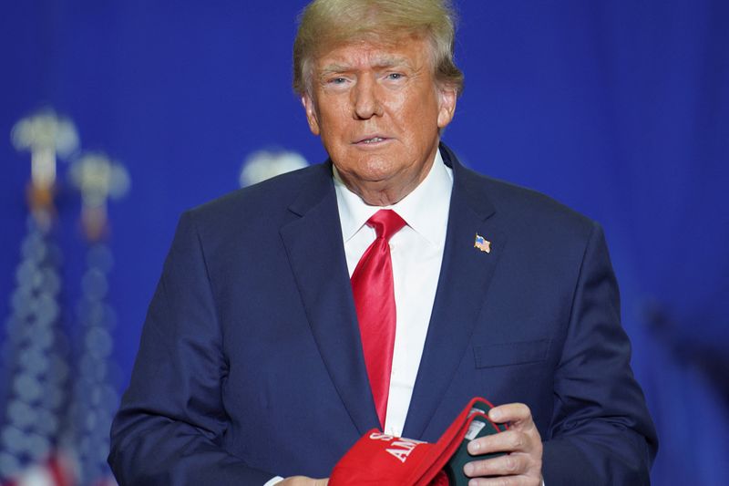 Former President Donald Trump speaks during a rally in Warren, Michigan, Saturday. Trump on Tuesday asked the U.S. Supreme Court to intervene in his fight with the Justice Department over classified documents seized from his Florida home as part of a criminal investigation into his handling of government records.